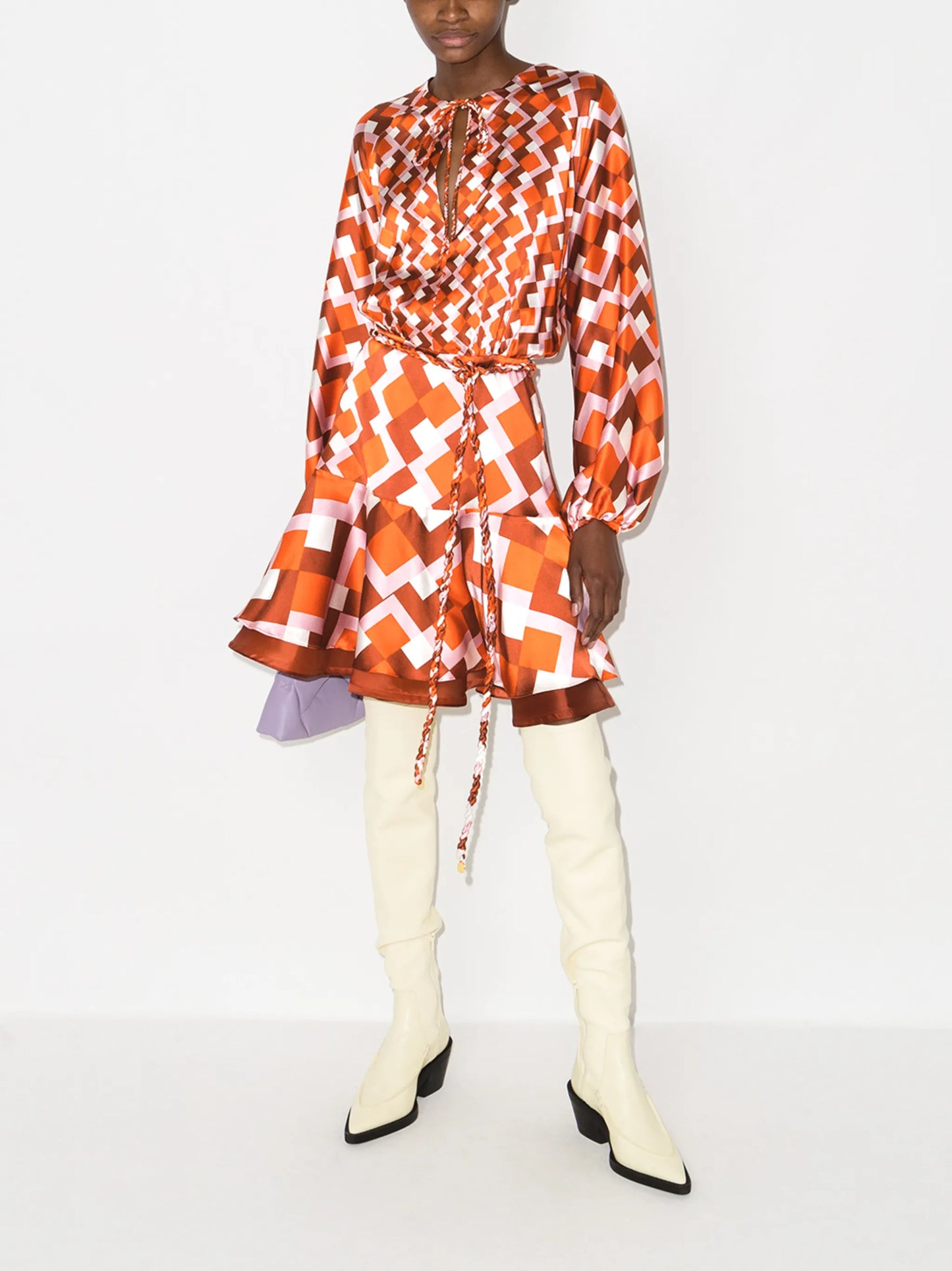 Poggo geometric-print silk dress