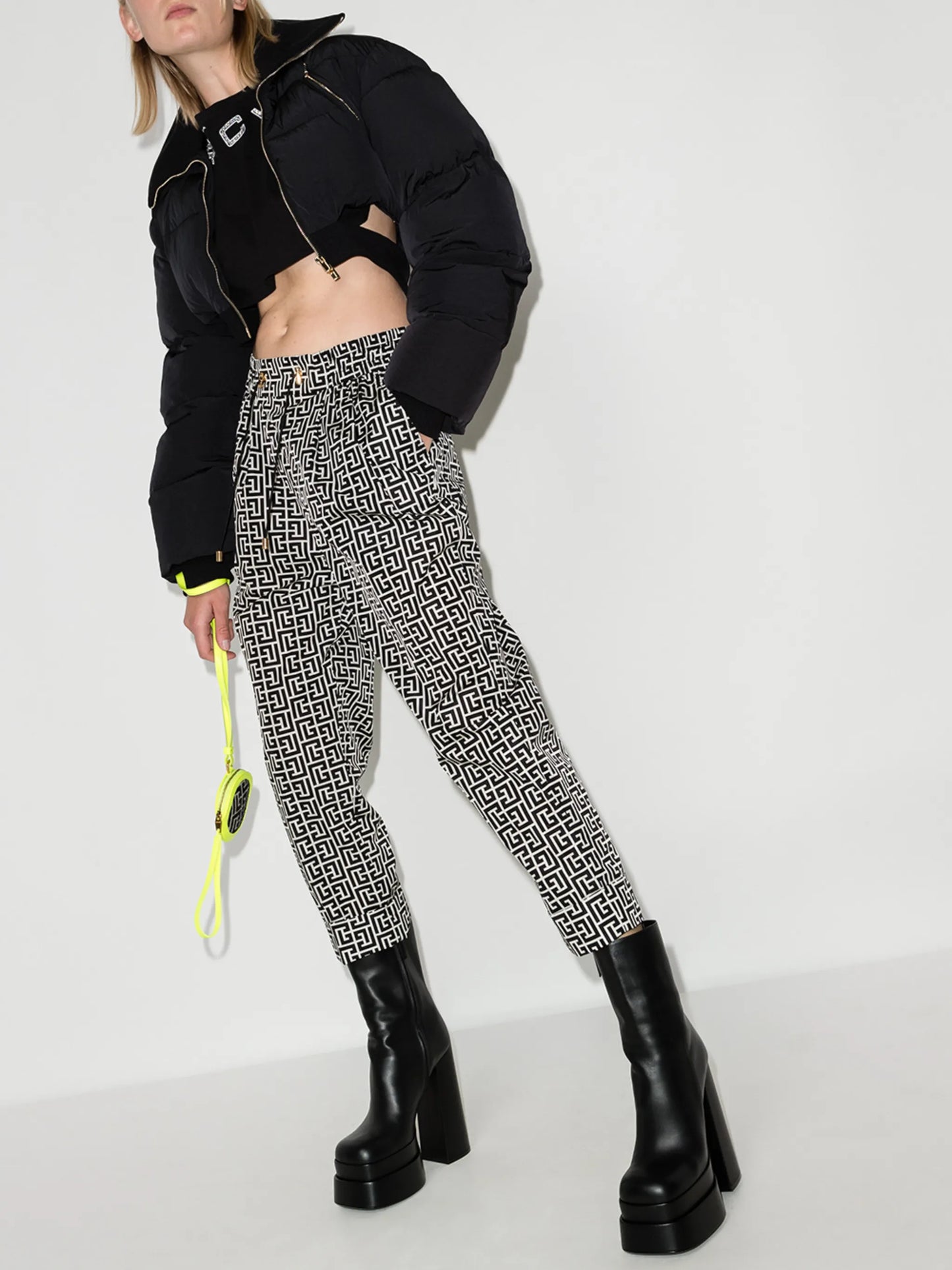 monogram print drawstring trousers