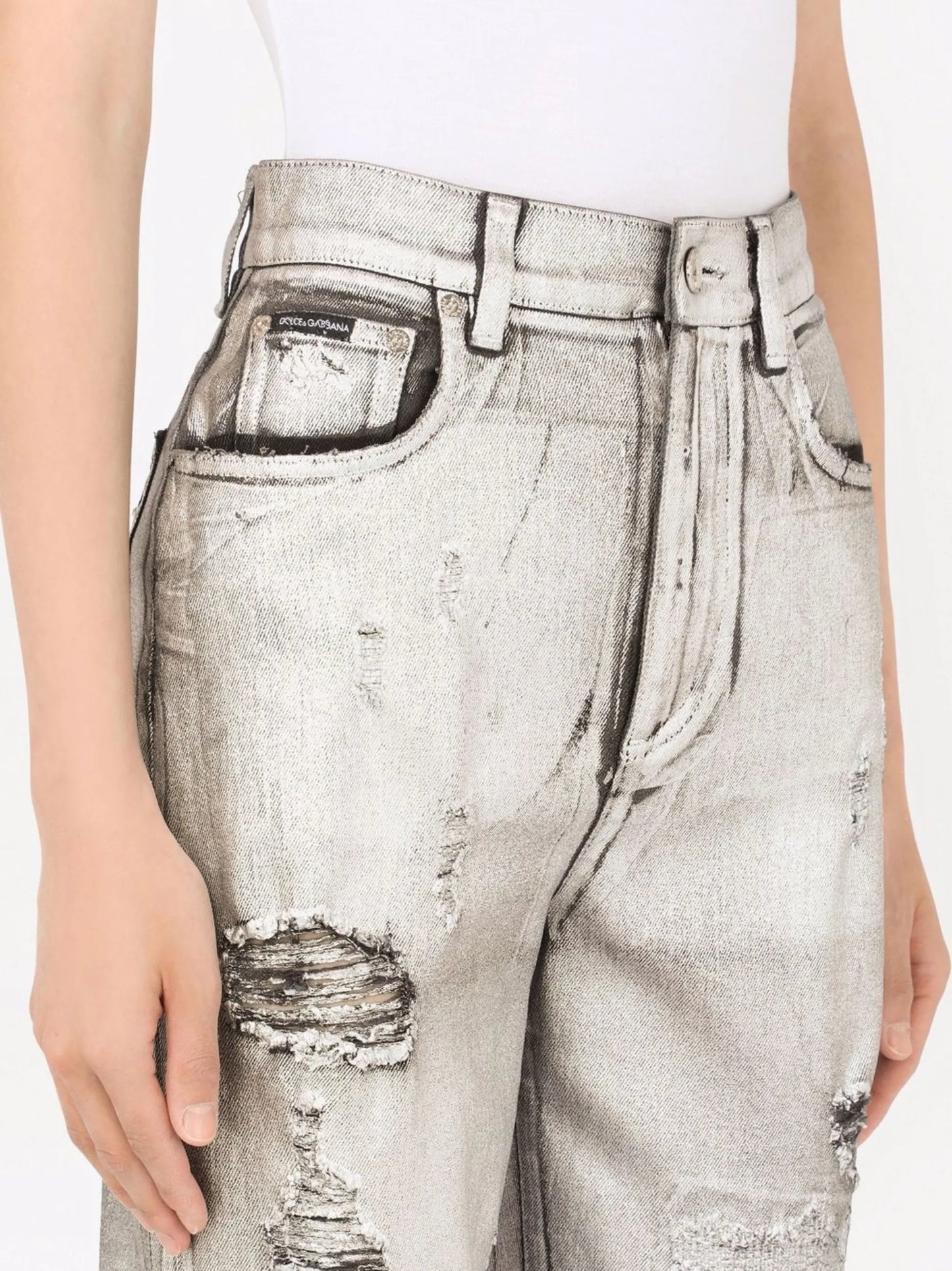 ripped-detail straight-leg jeans