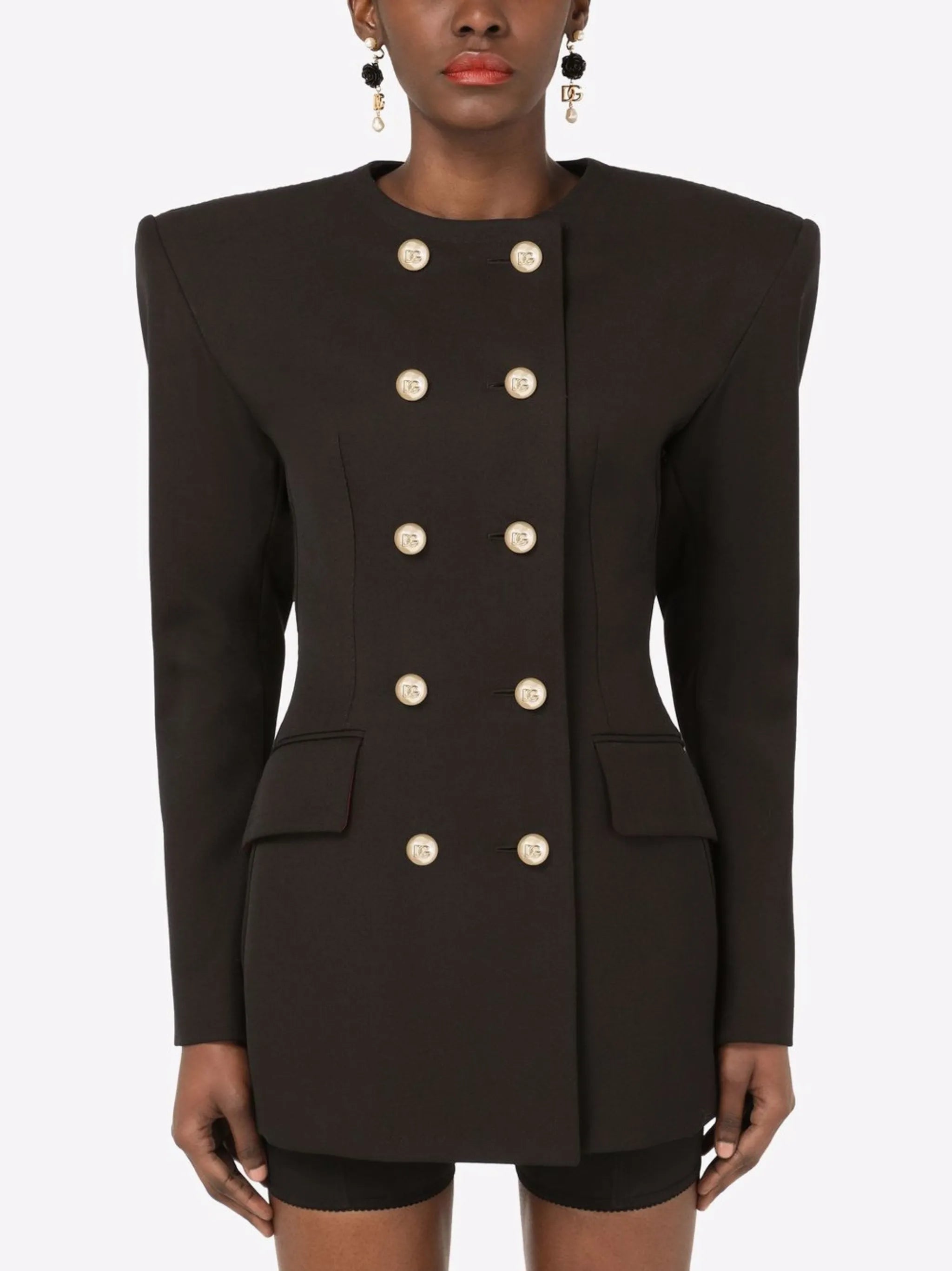 shoulder-pad double-breasted blazer