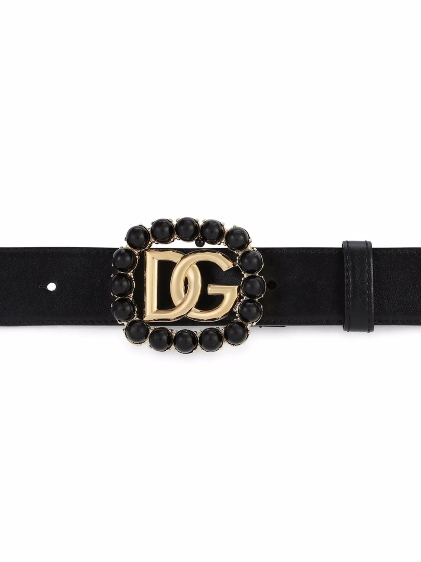 leather DG-logo buckle belt