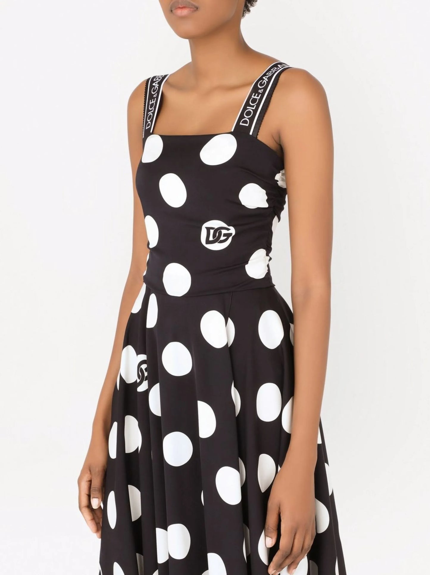 polka-dot mid-length dress