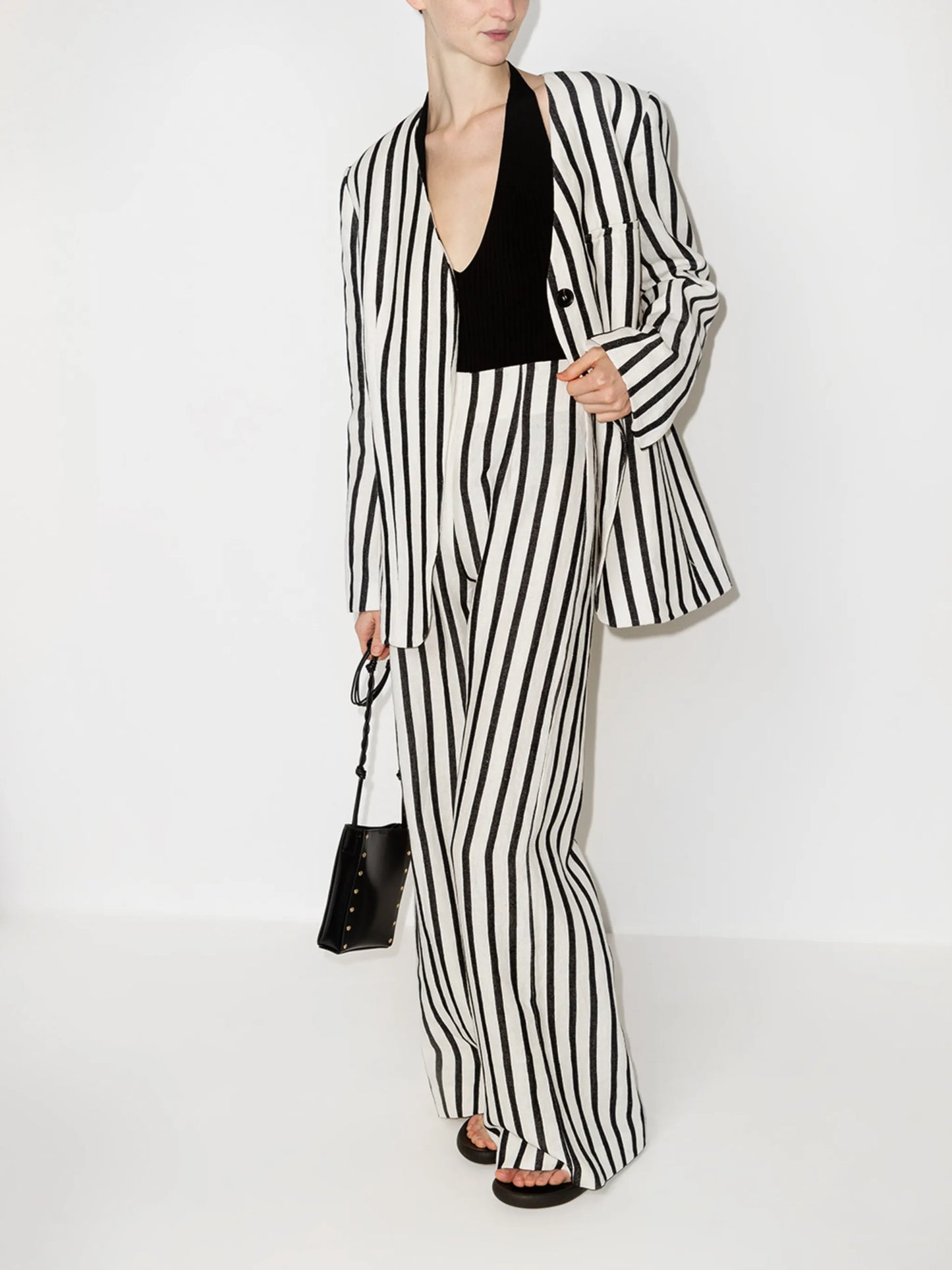 Origami stripe-pattern blazer