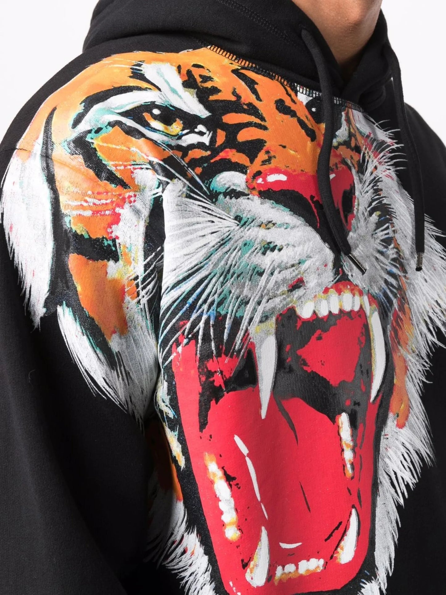 tiger-print cotton hoodie