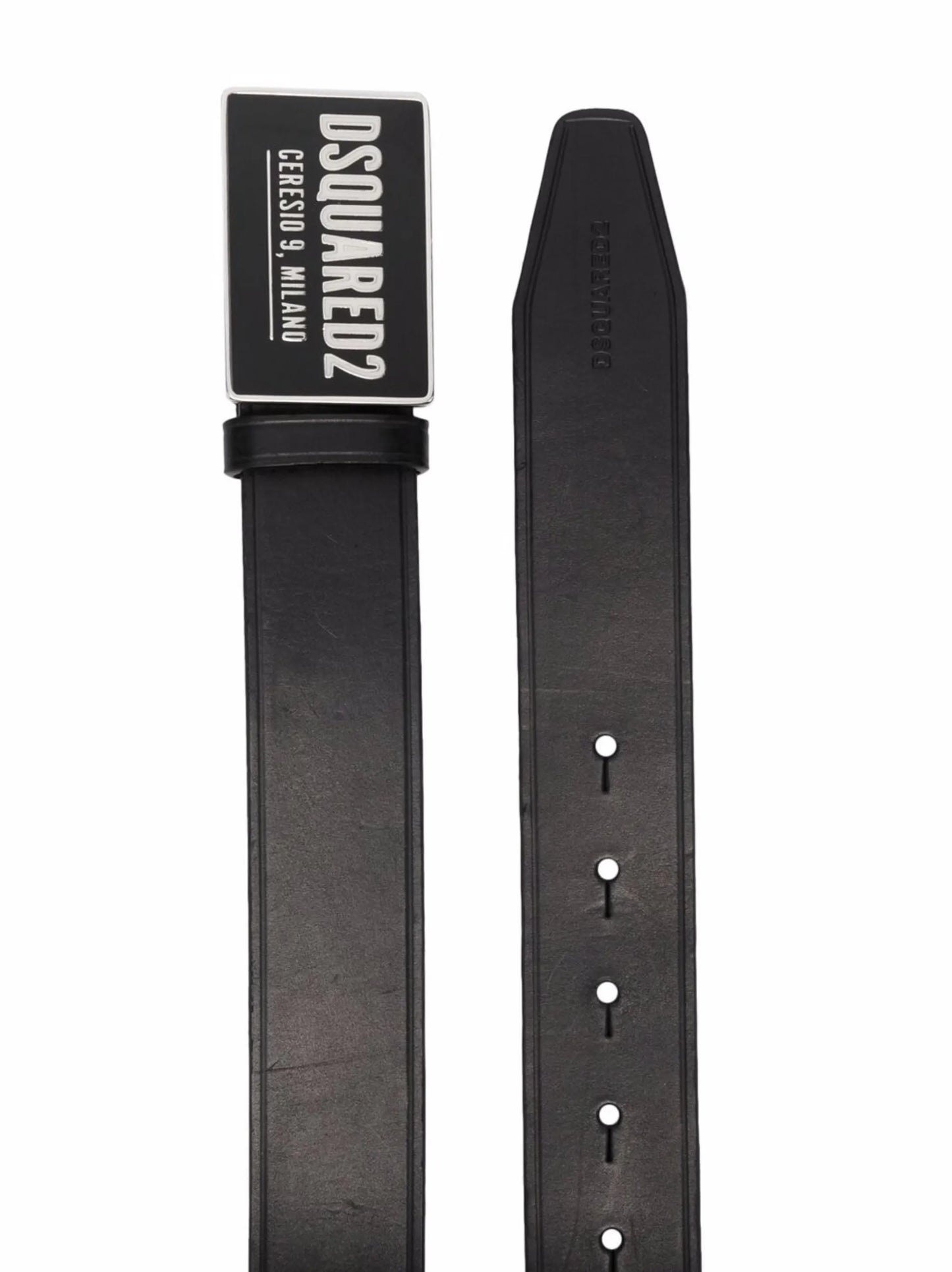 logo-plaque leather belt