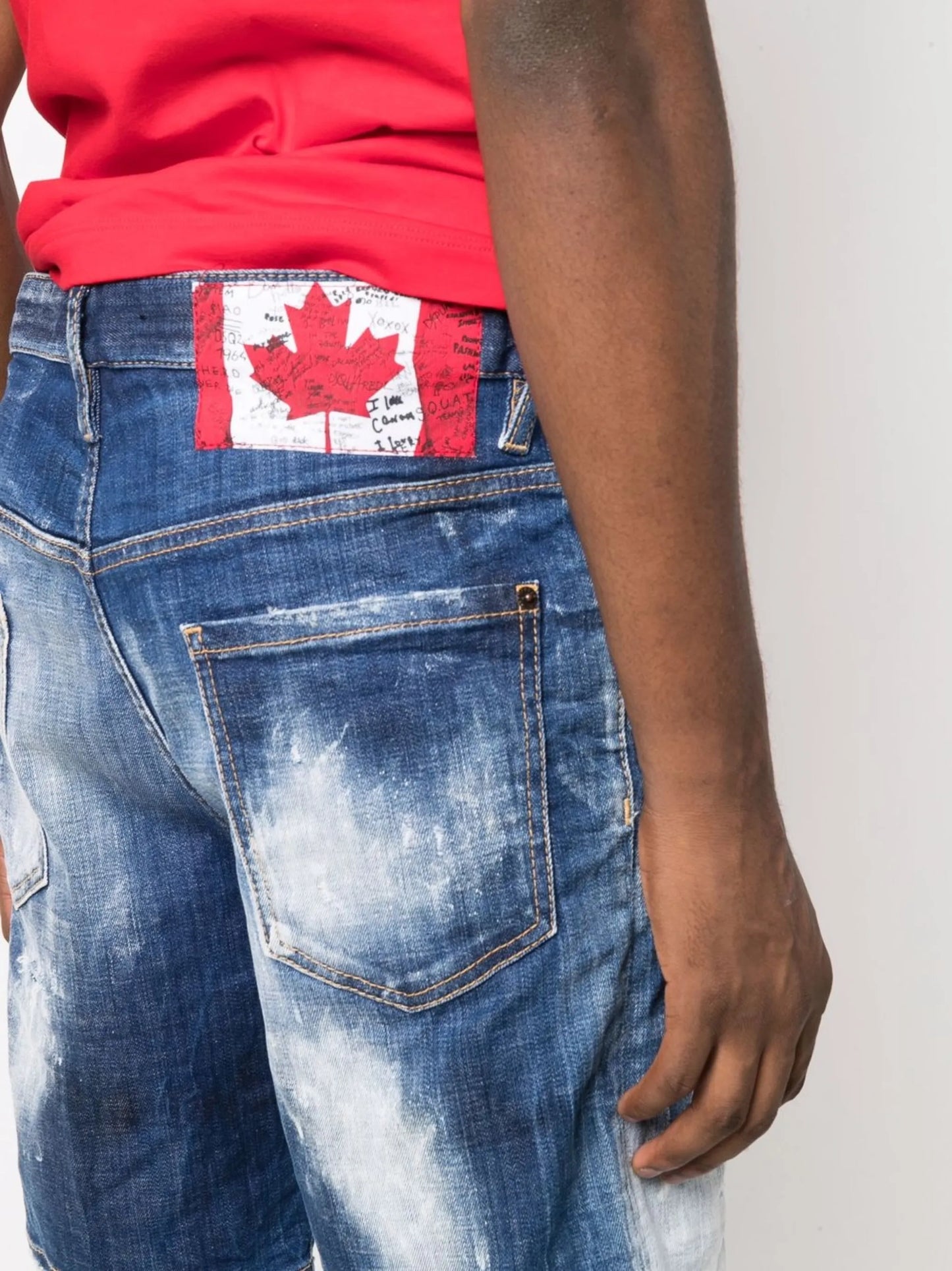 distressed-effect denim shorts