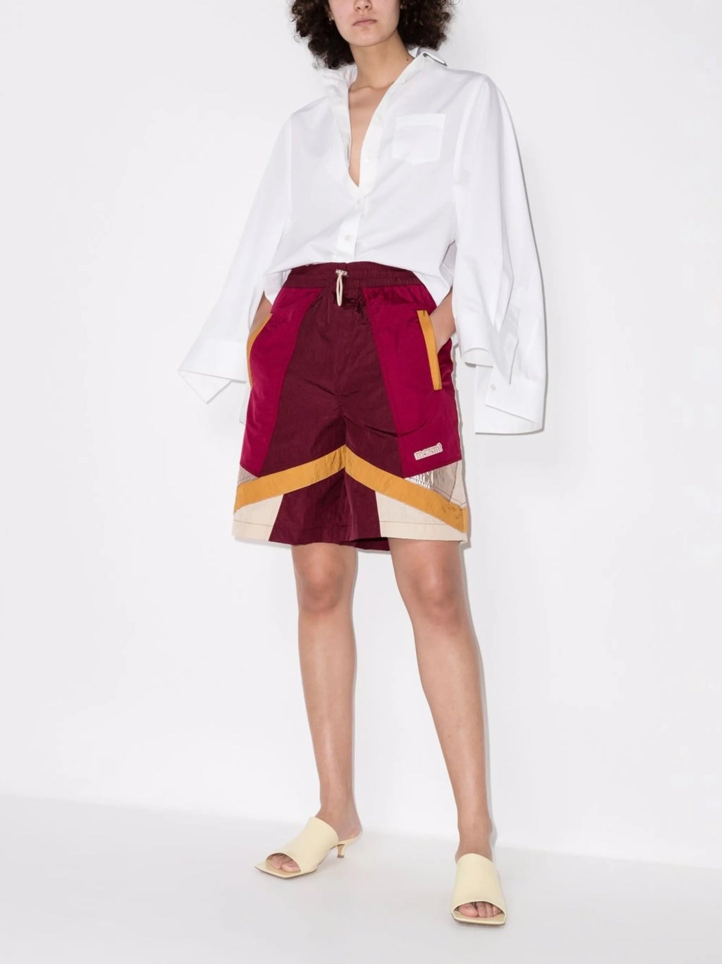 panelled drawstring basketball shorts