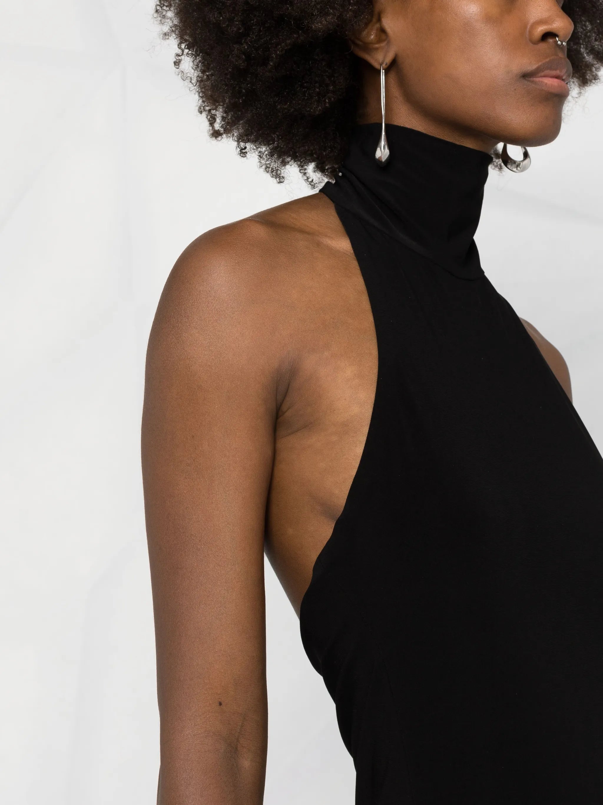 side-slit detail halter dress