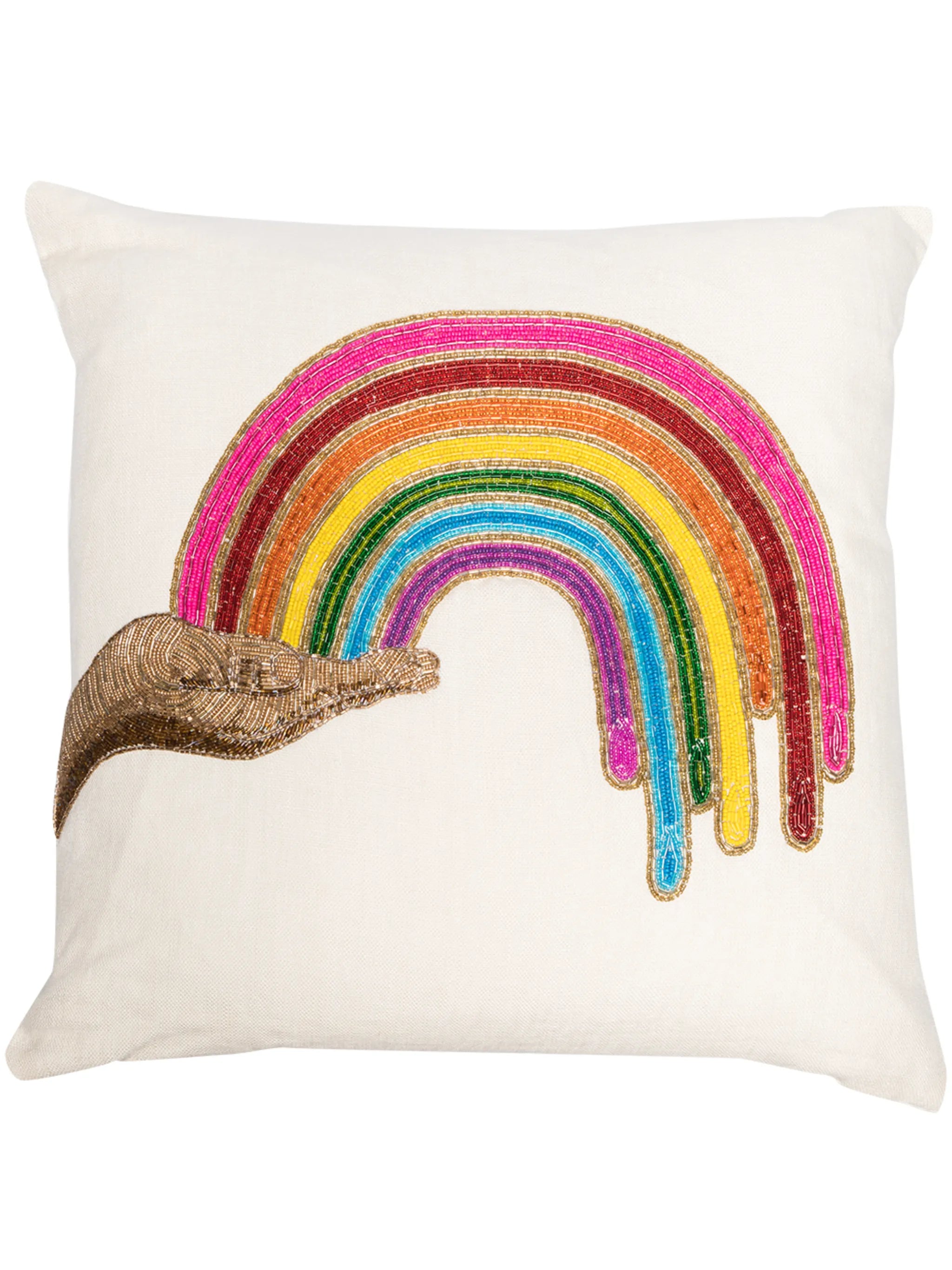 Rainbow Hand beaded pillow