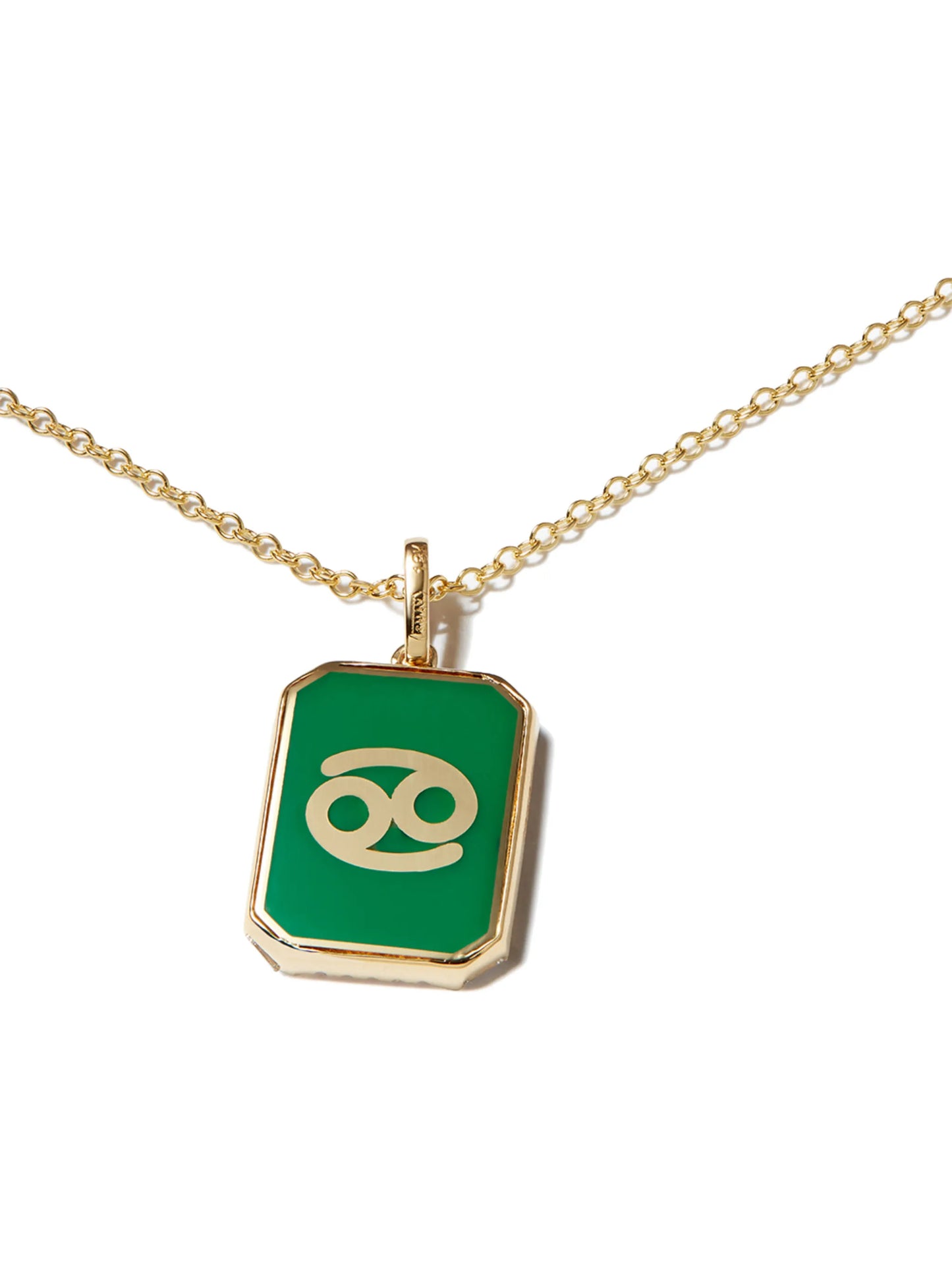 18kt yellow gold Zodiac Mini Nameplate diamond necklace