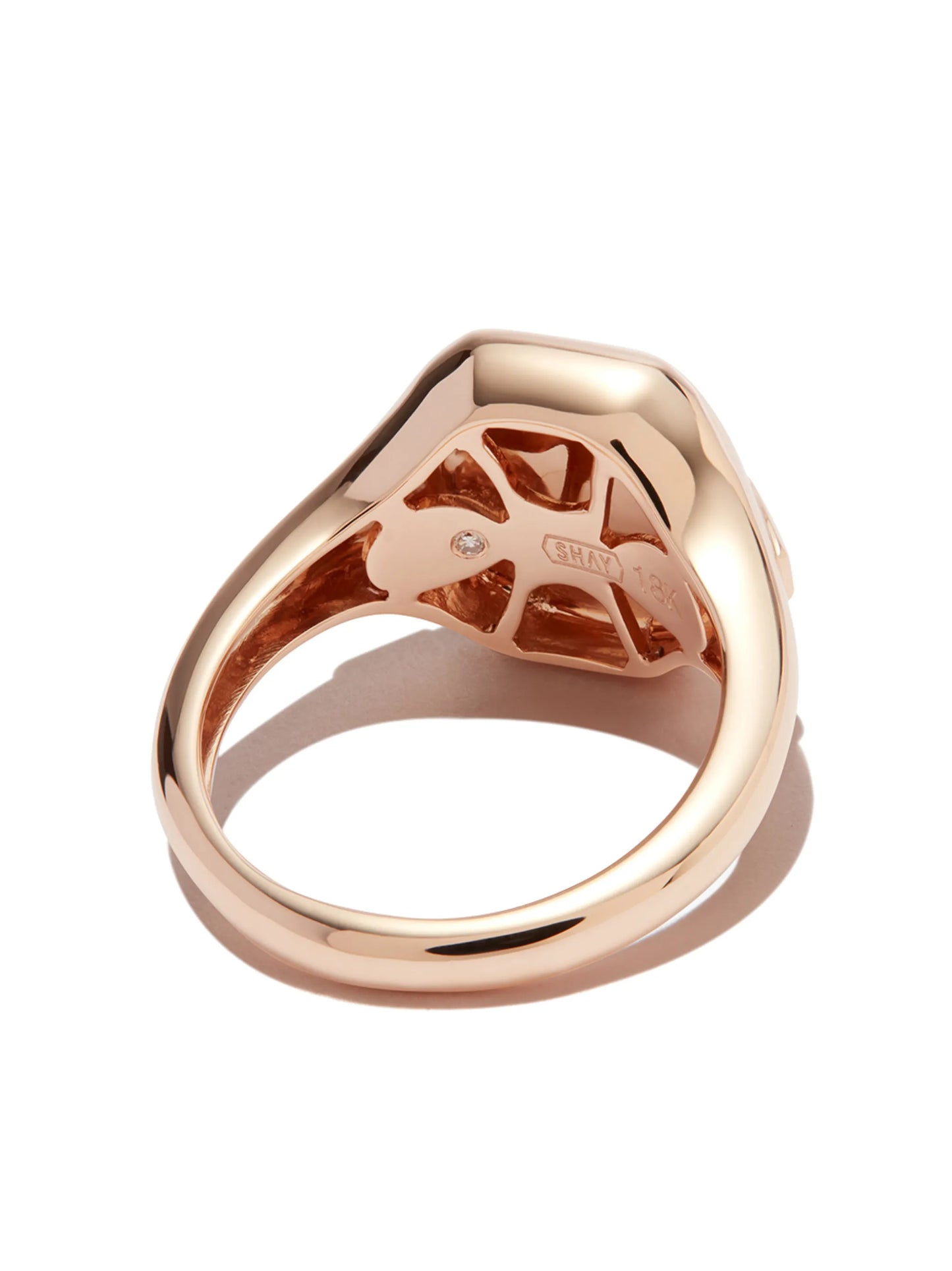 18K rose gold gemini diamond signet ring