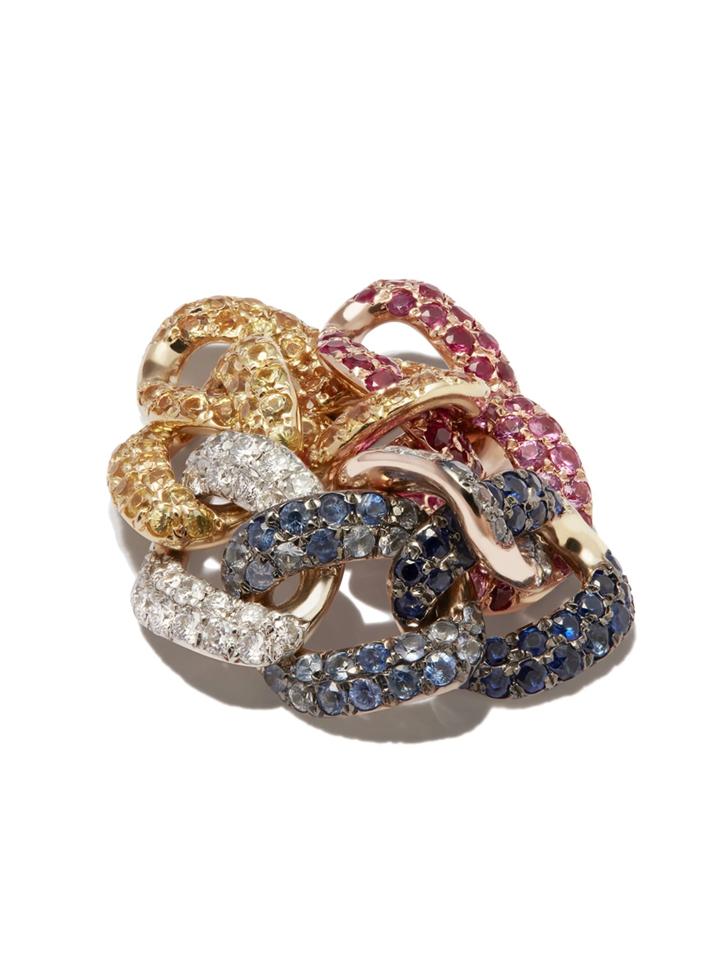 18kt yellow gold Links Essential sapphire and diamond ring