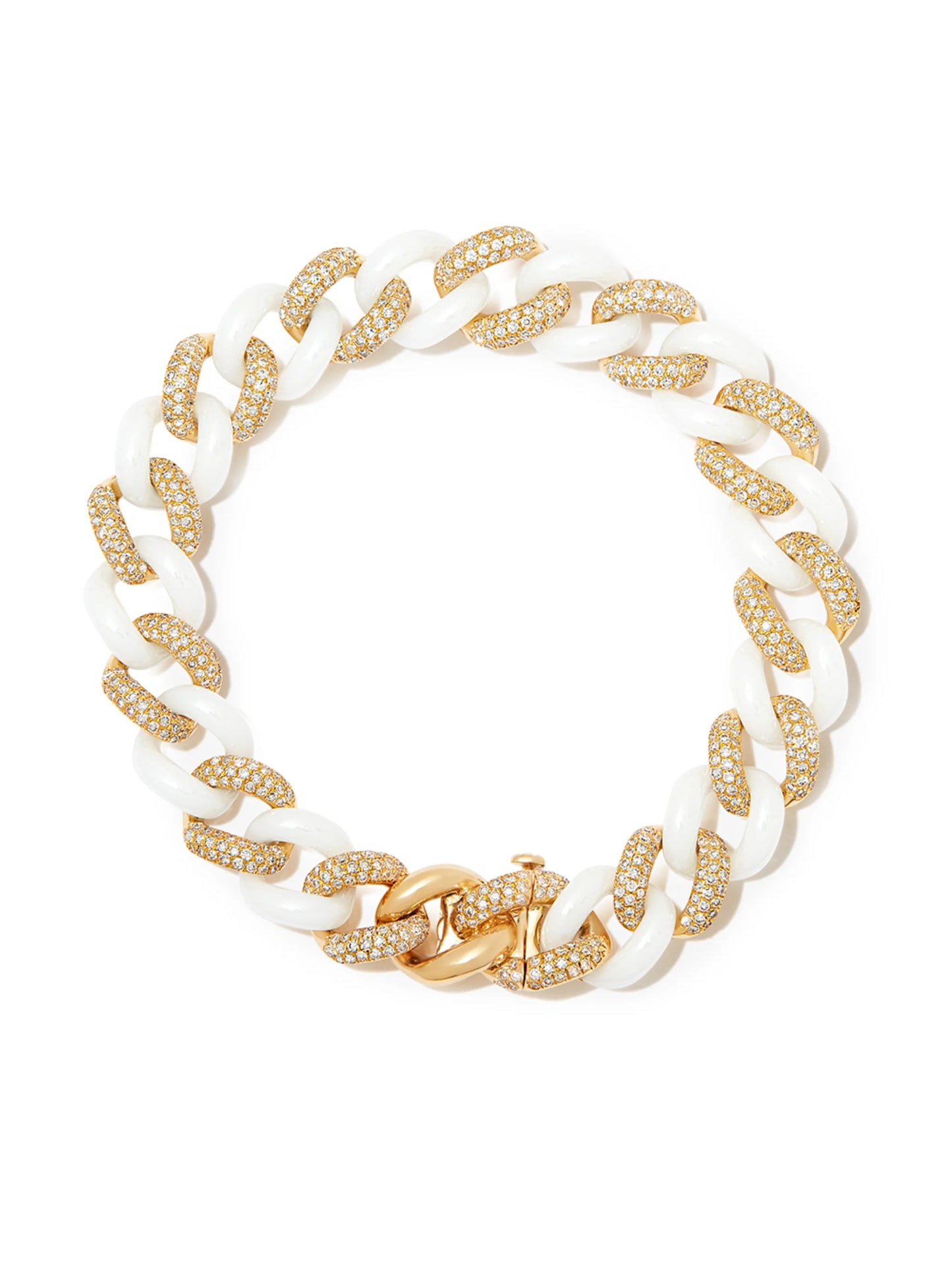 18kt yellow gold Essential Link diamond and ceramic bracelet