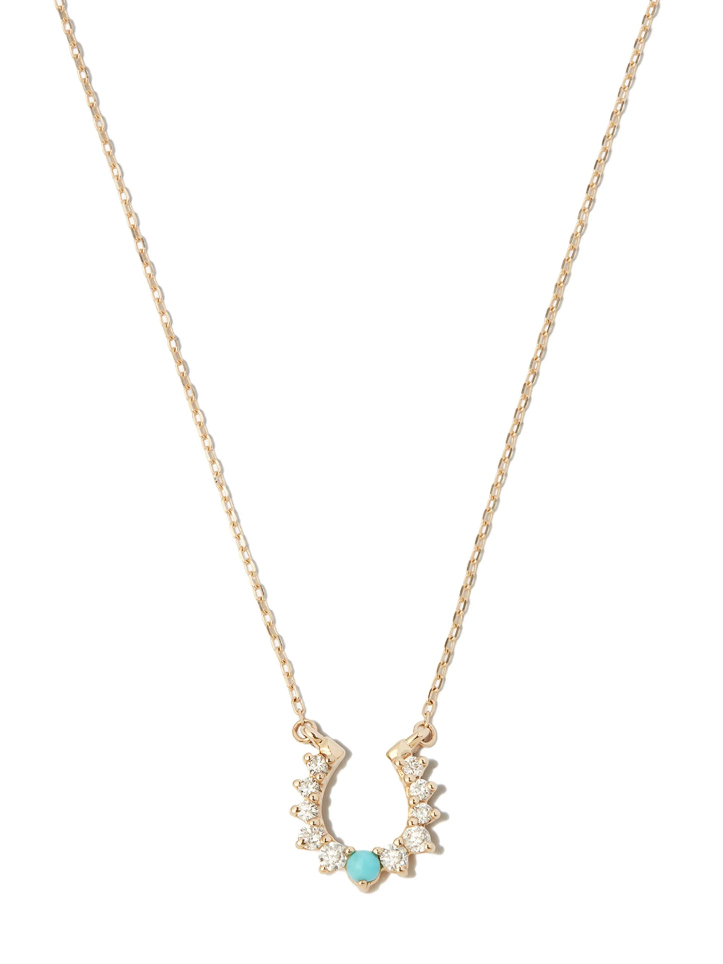 14kt yellow gold horseshoe diamond pendant necklace