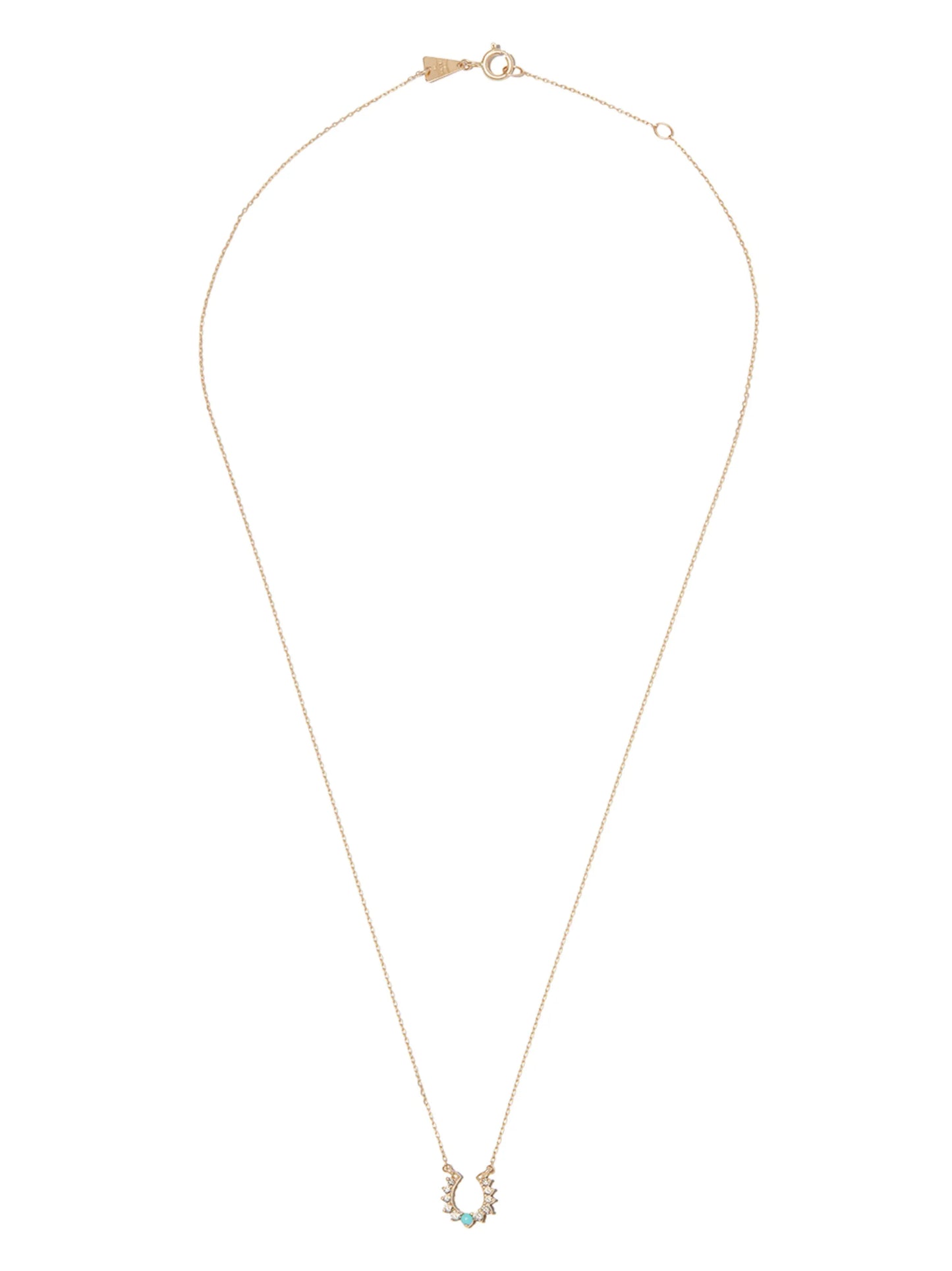 14kt yellow gold horseshoe diamond pendant necklace
