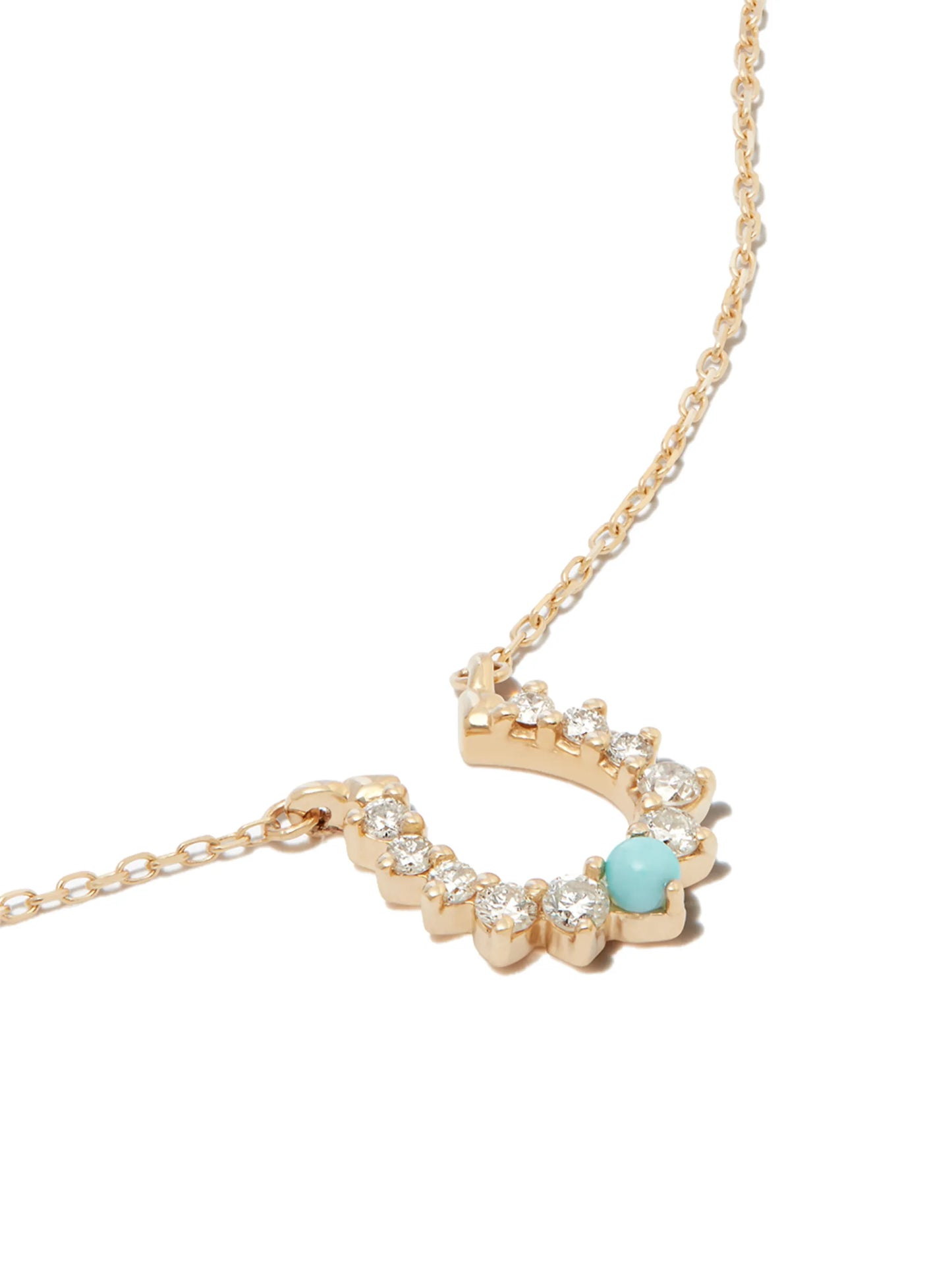 14kt yellow gold horseshoe diamond pendant necklace
