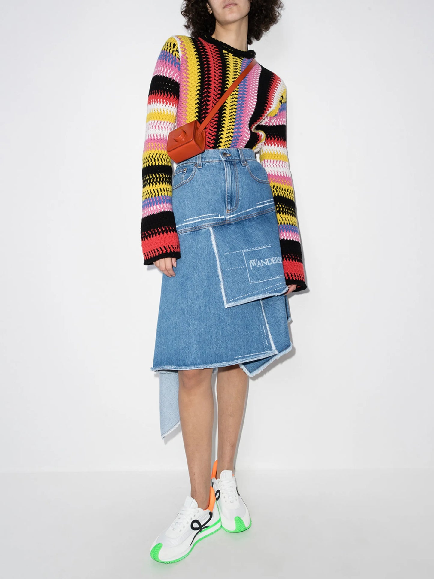 asymmetric denim skirt