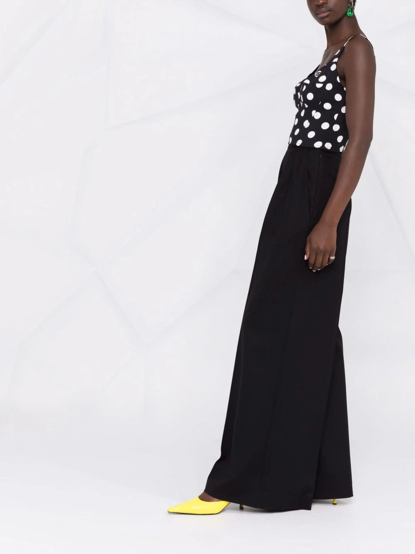 polka-dot scoop-neck top