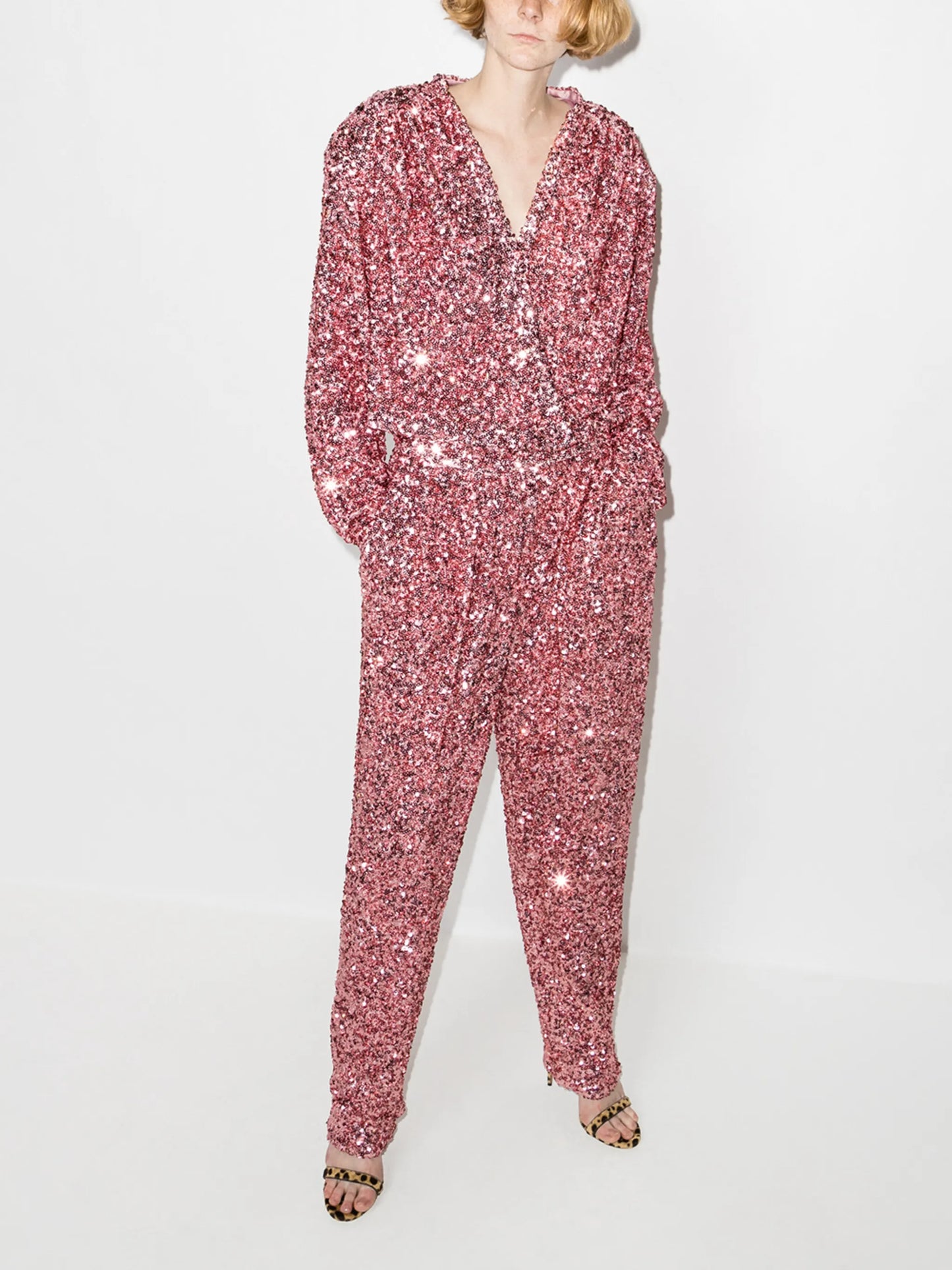 Alexa sequinned high-waisted trousers
