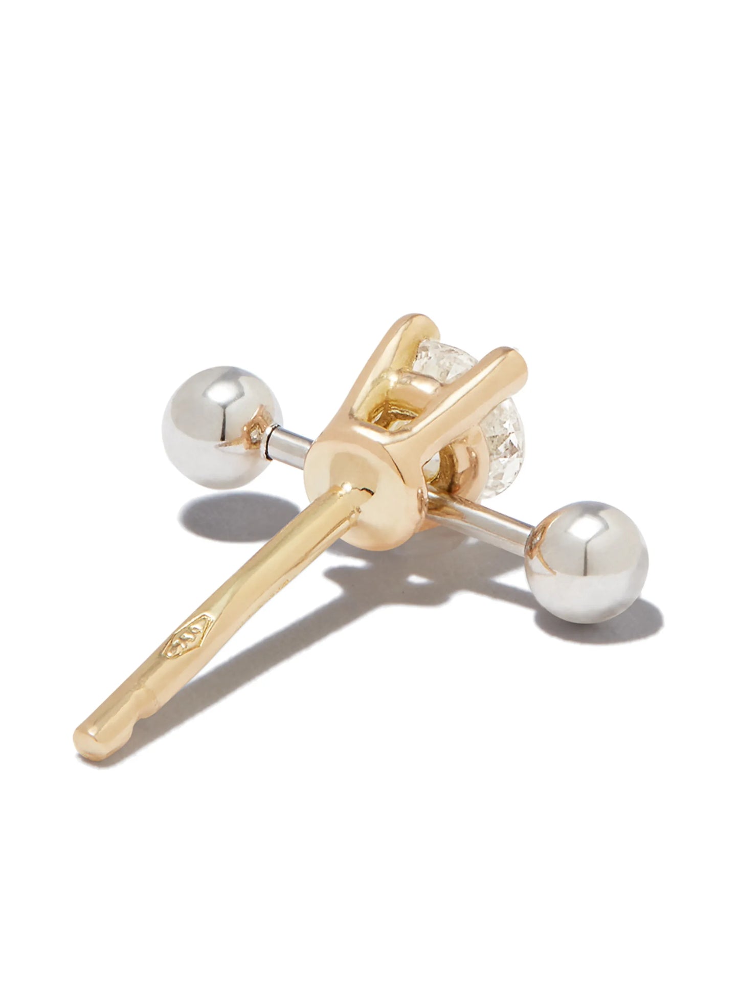 18kt yellow gold Two In One diamond single stud earring