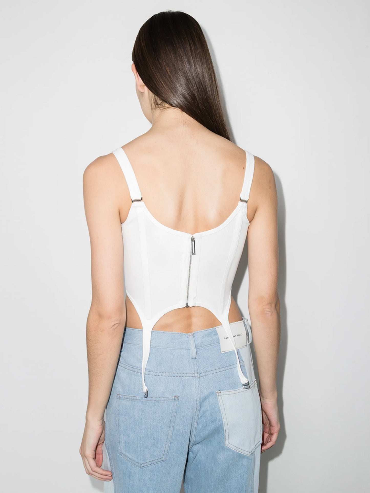 corset-style zipped cropped top