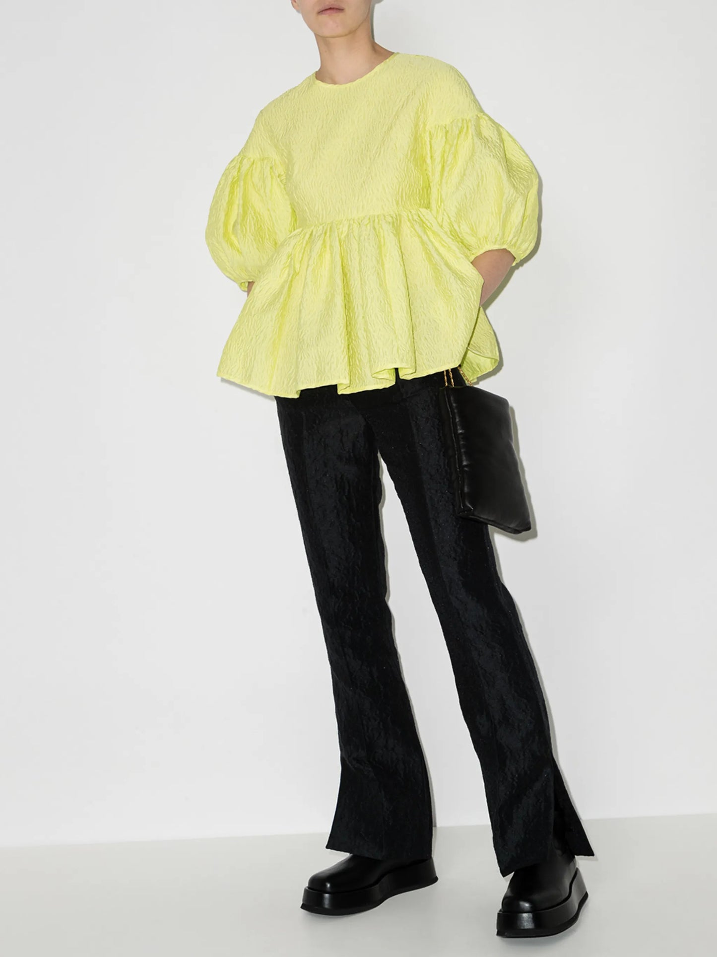 Elisabeth slim-leg cloqué trousers