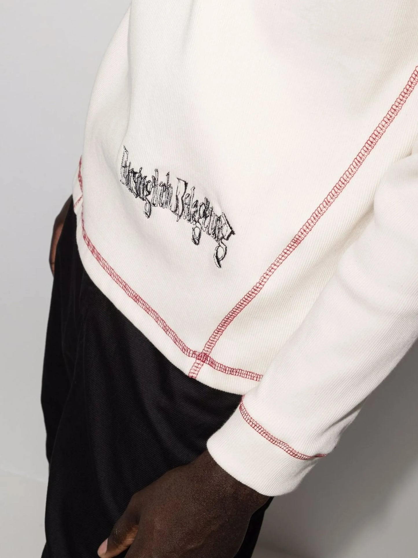 ribbed funnel-neck sweatshirt