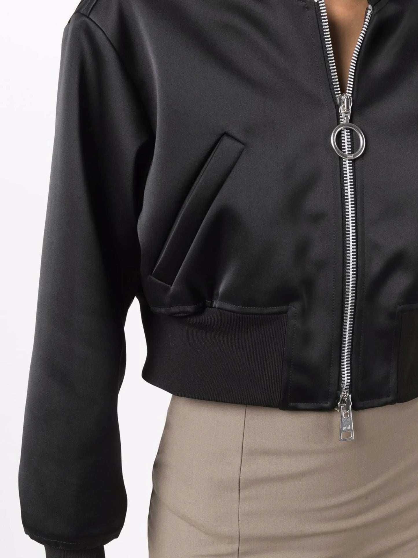 cropped zipped bomber jacket