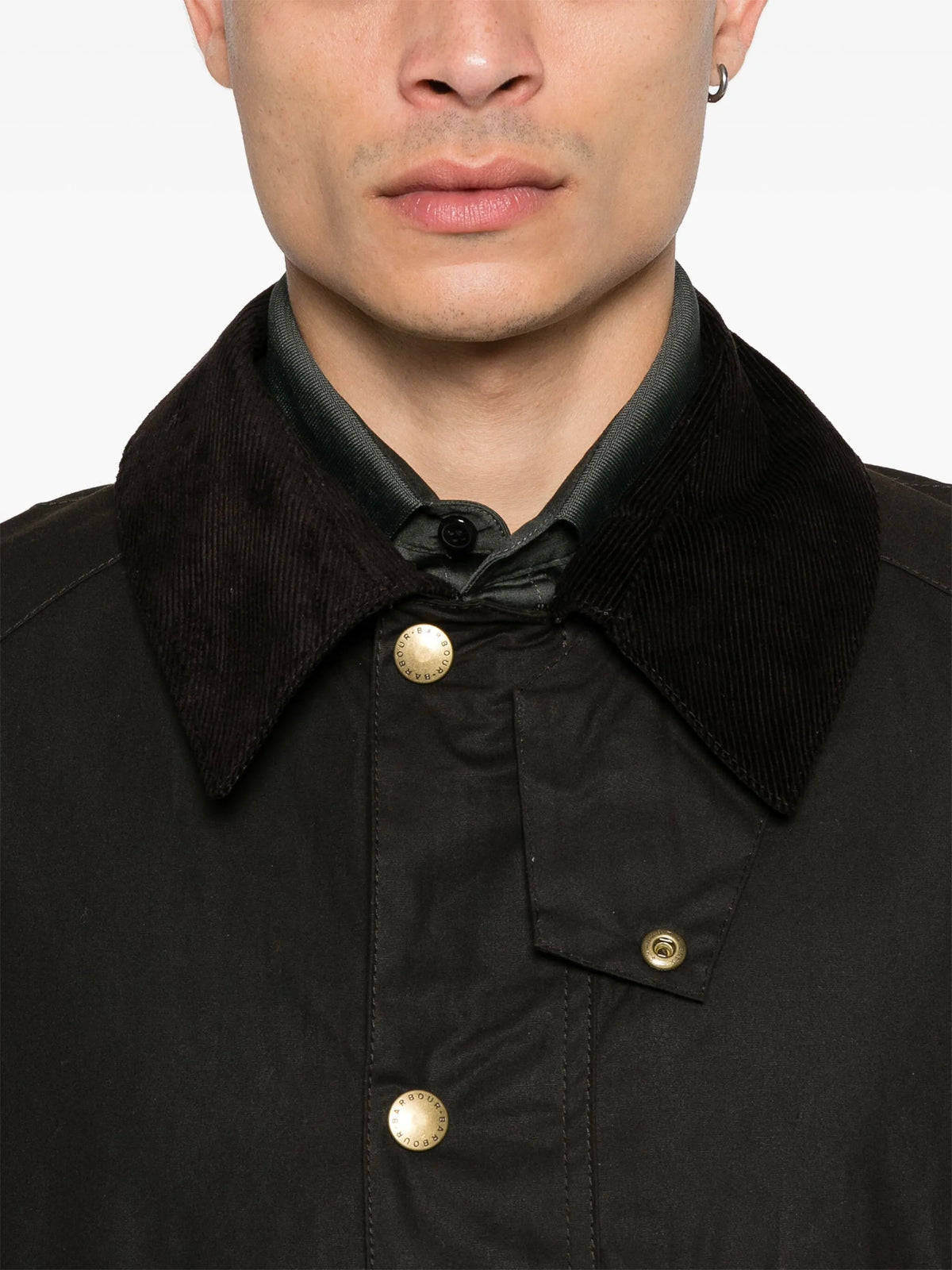 waxed-cotton corduroy-collar jacket