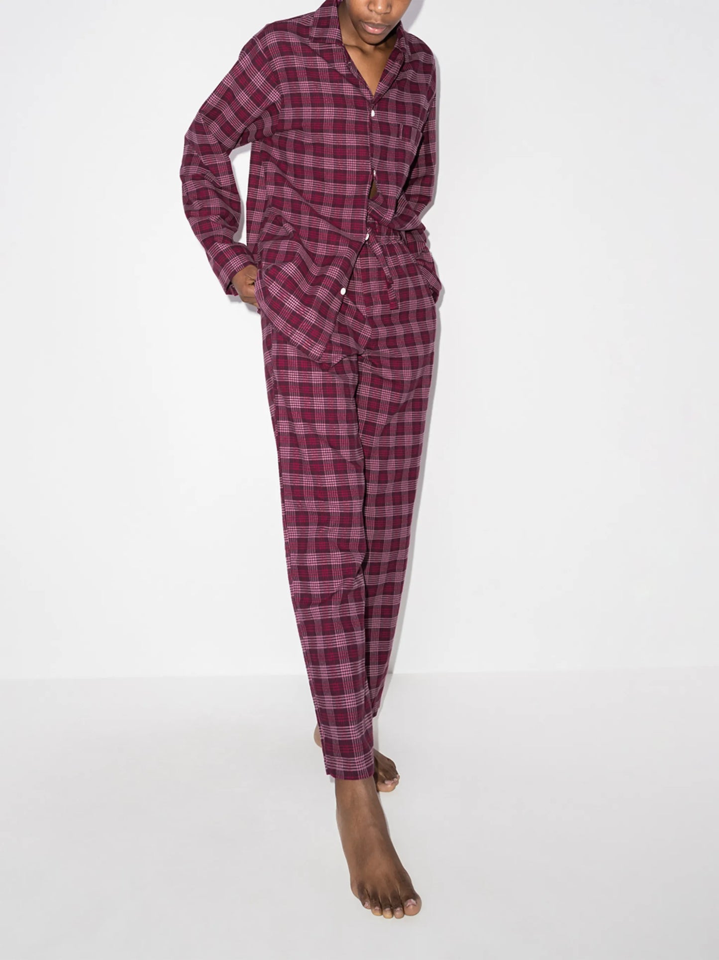 flannel straight-leg pajama bottoms