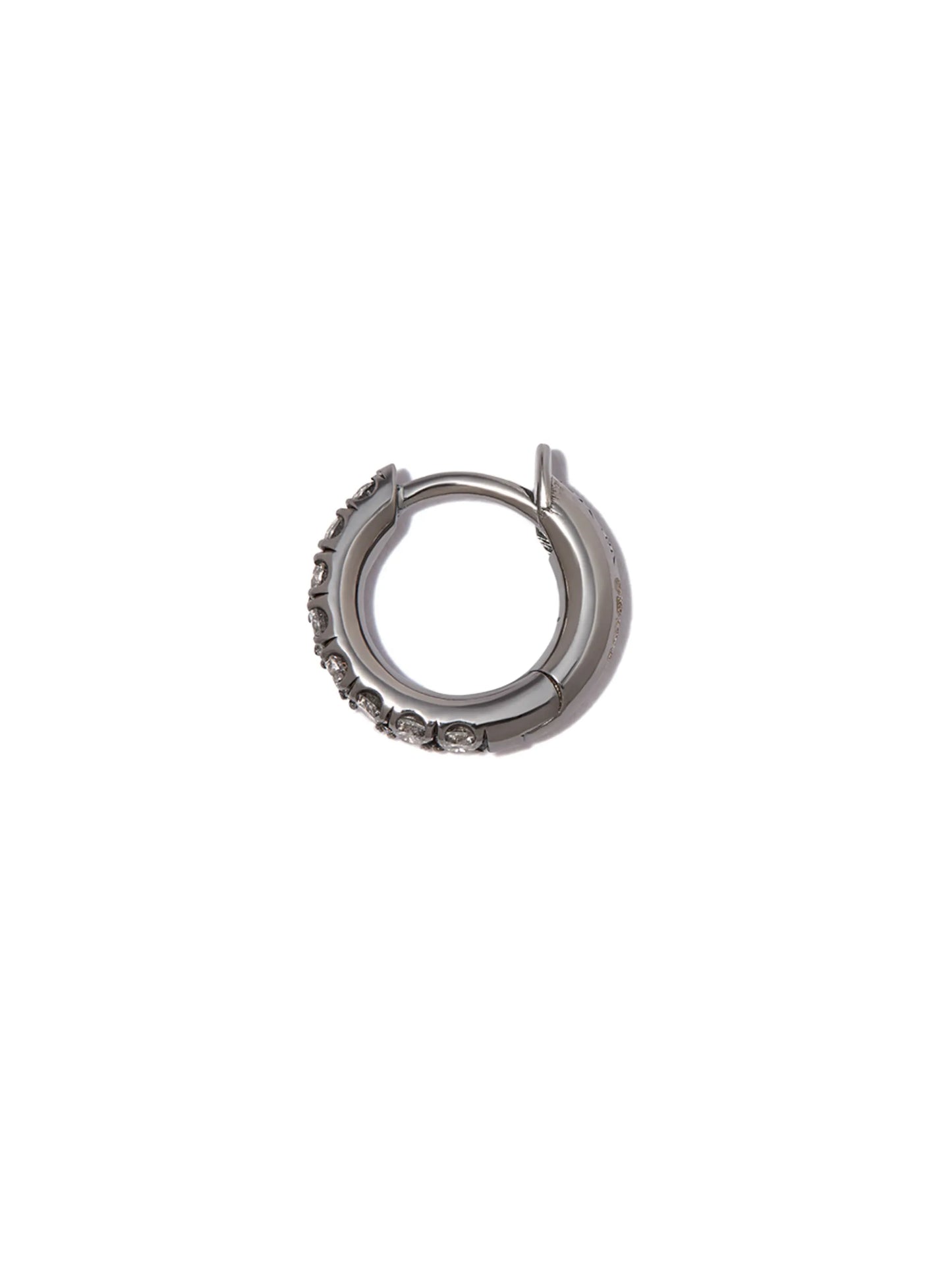 18kt white gold mini diamond hoop single earring