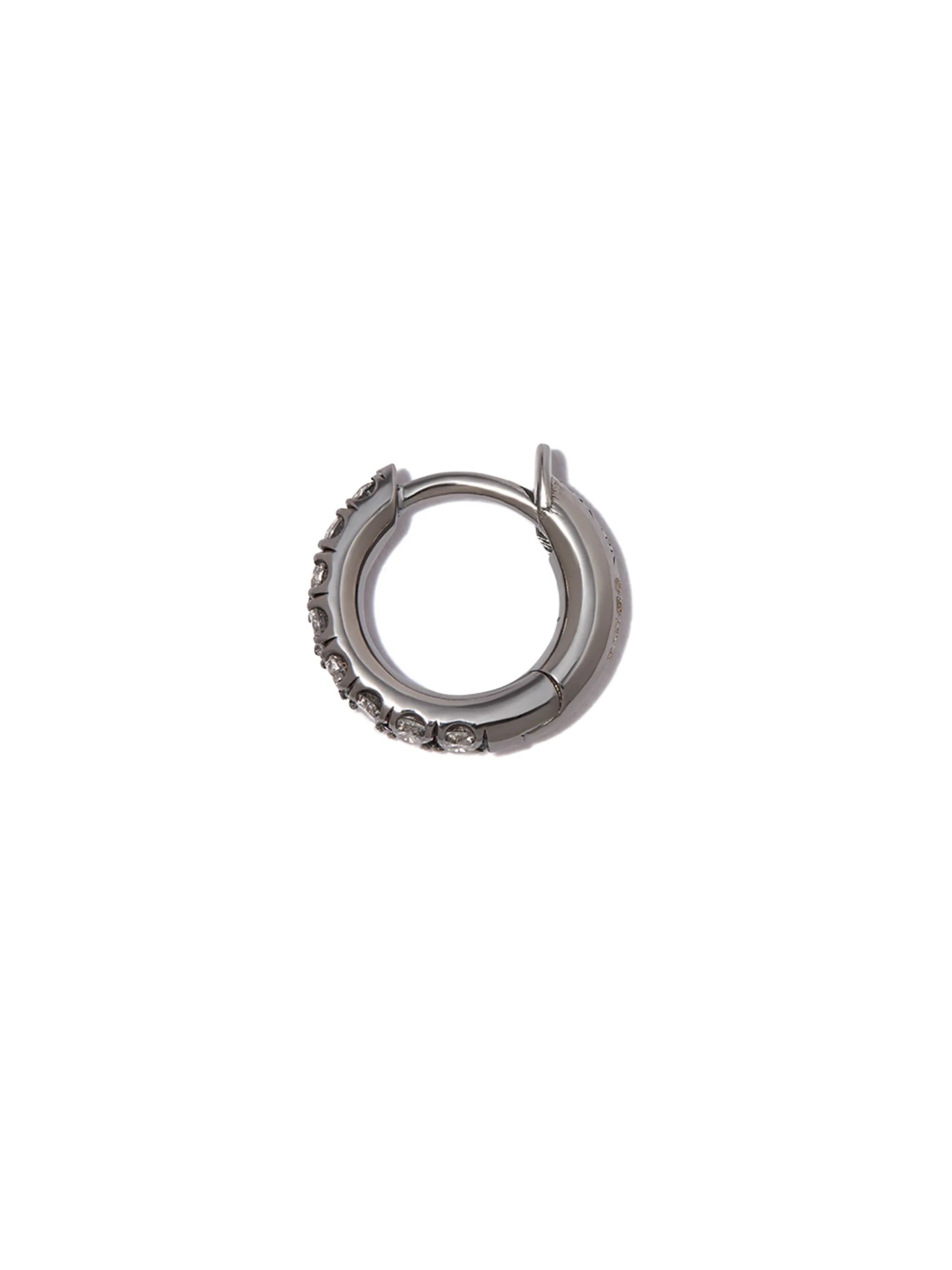 18kt white gold mini diamond hoop single earring