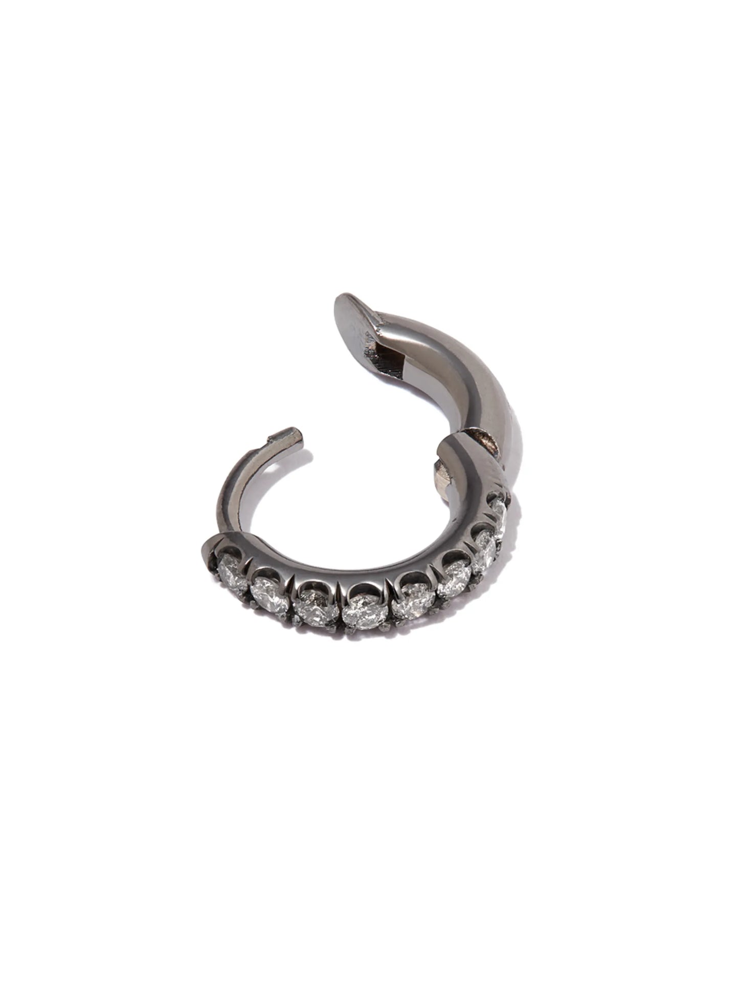 18kt white gold mini diamond hoop single earring