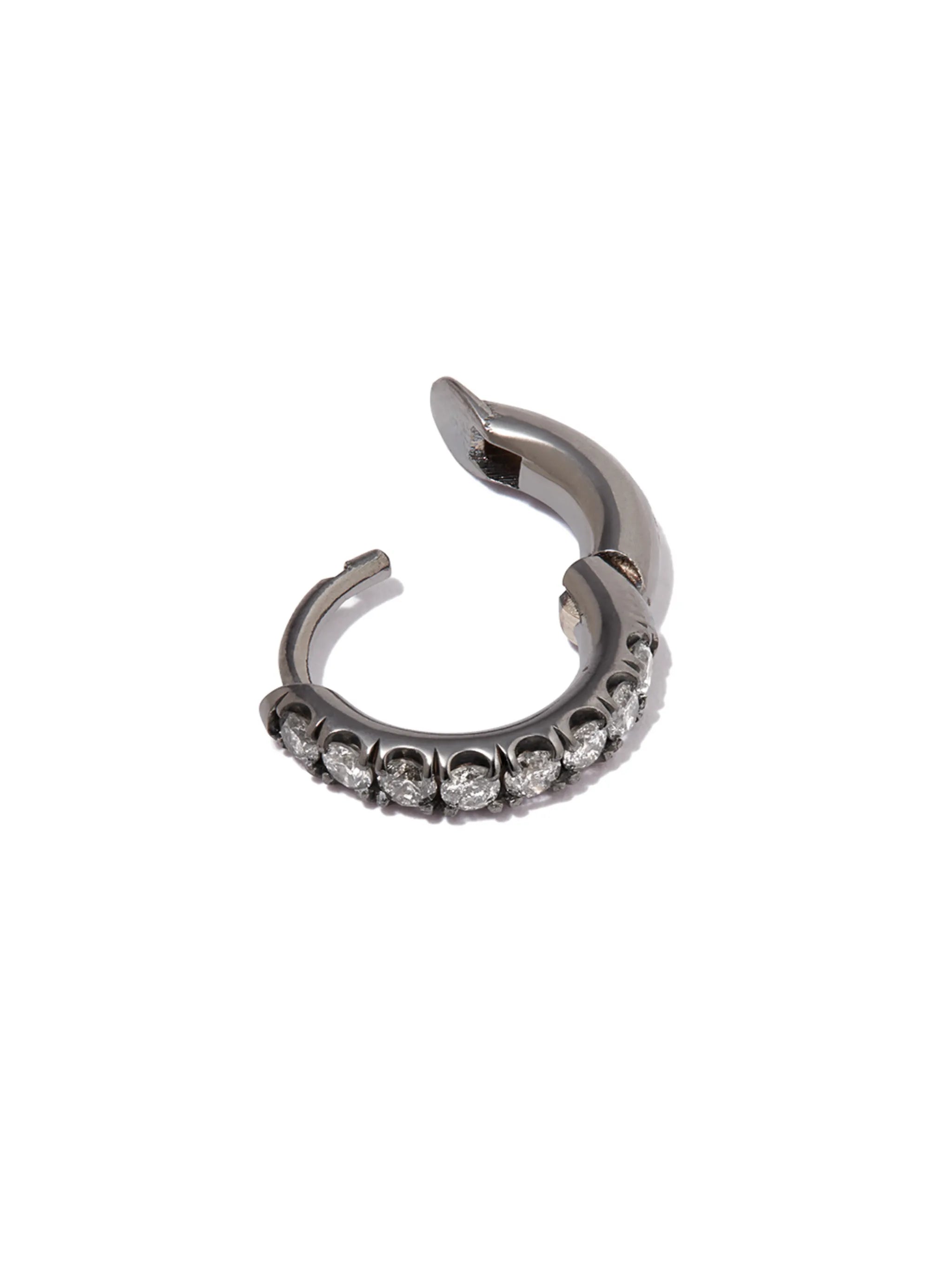 18kt white gold mini diamond hoop single earring
