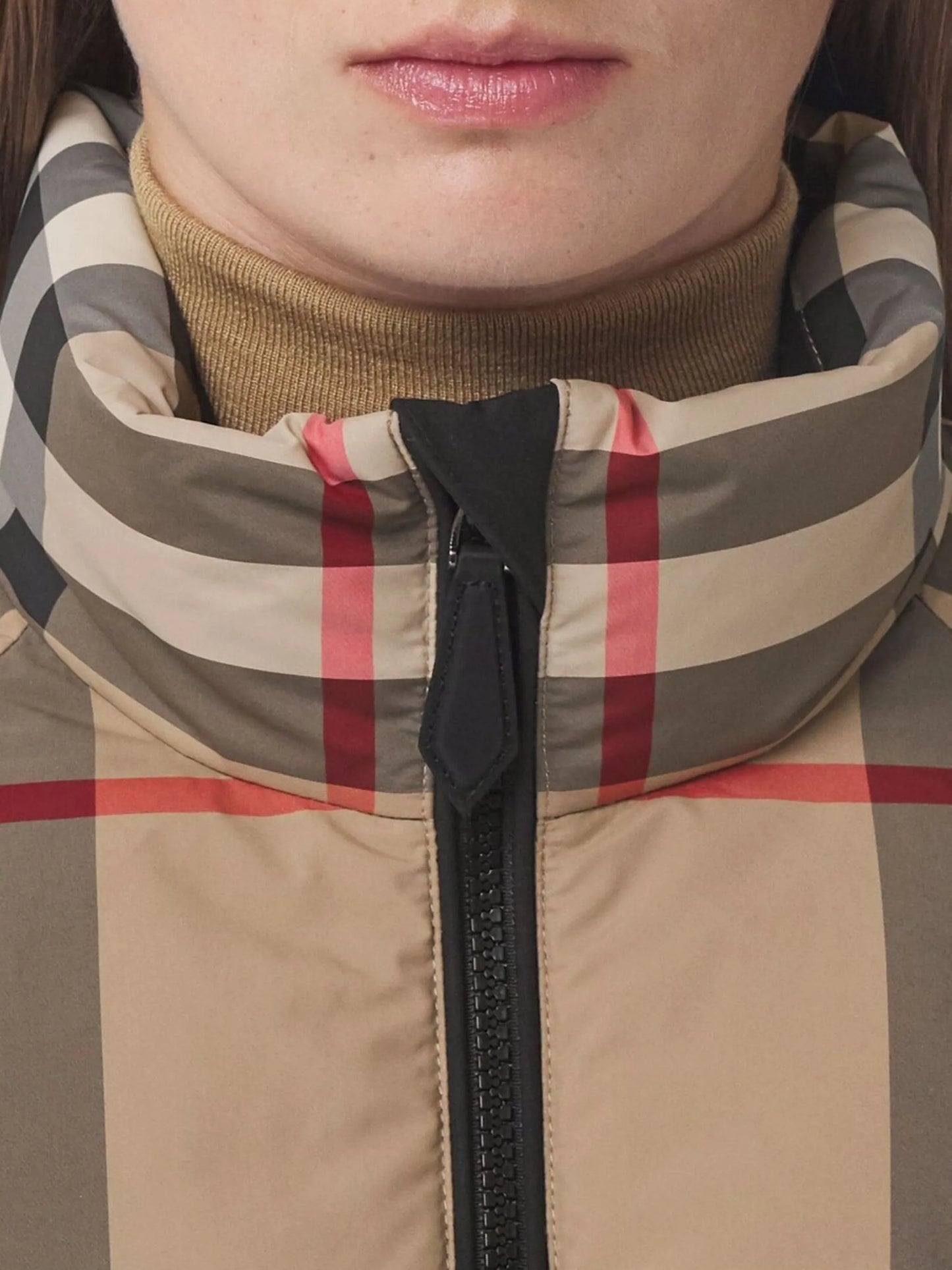 checked cropped puffer jacket