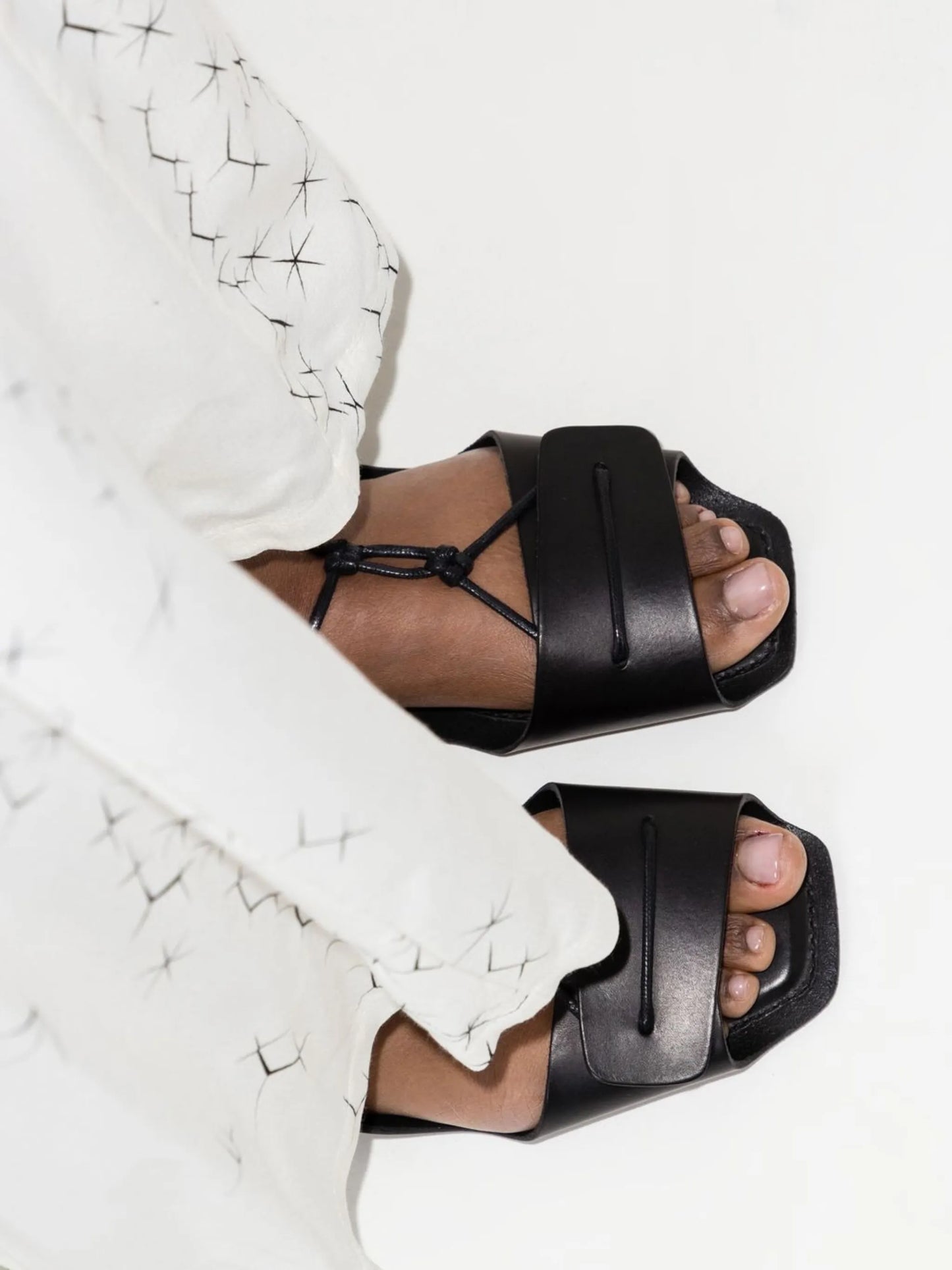 tie-fastened leather sandals