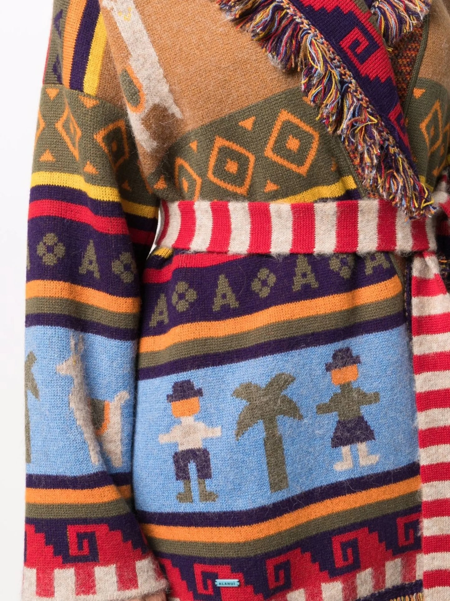 patterned intarsia-knit cardigan