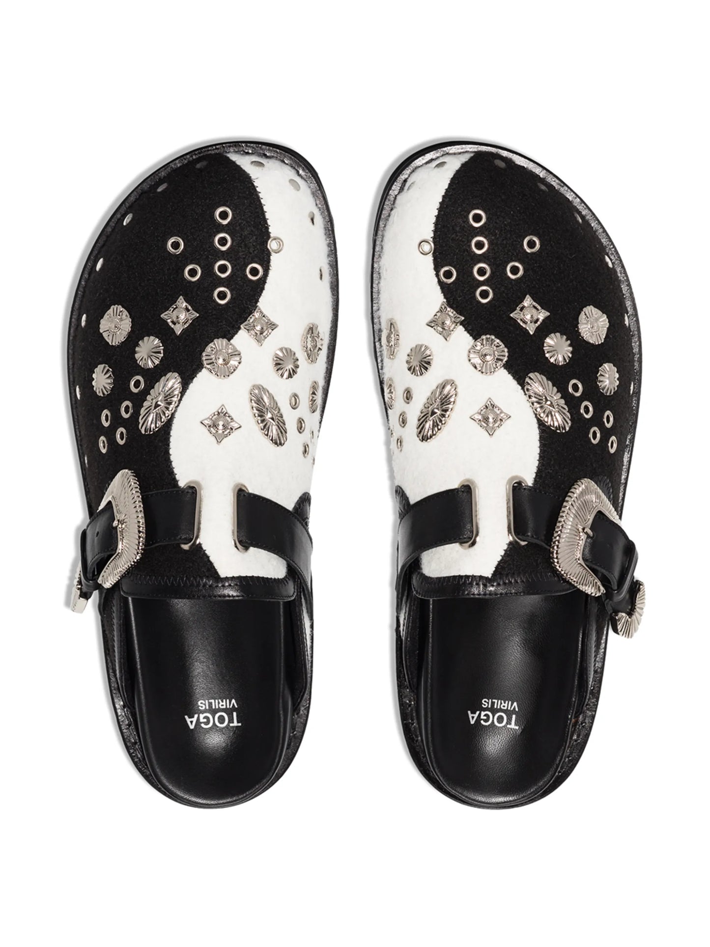 Yin Yang slip-on mules