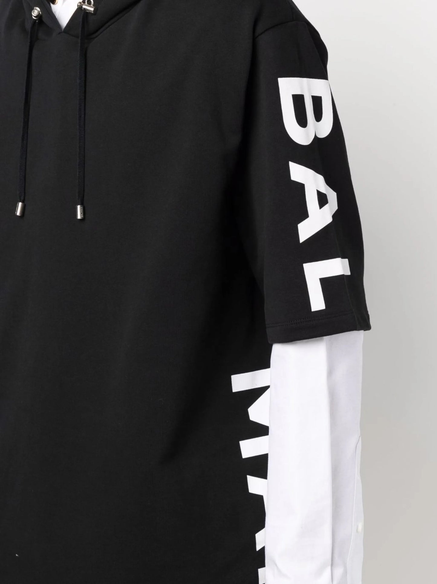 logo-print short-sleeve cotton hoodie