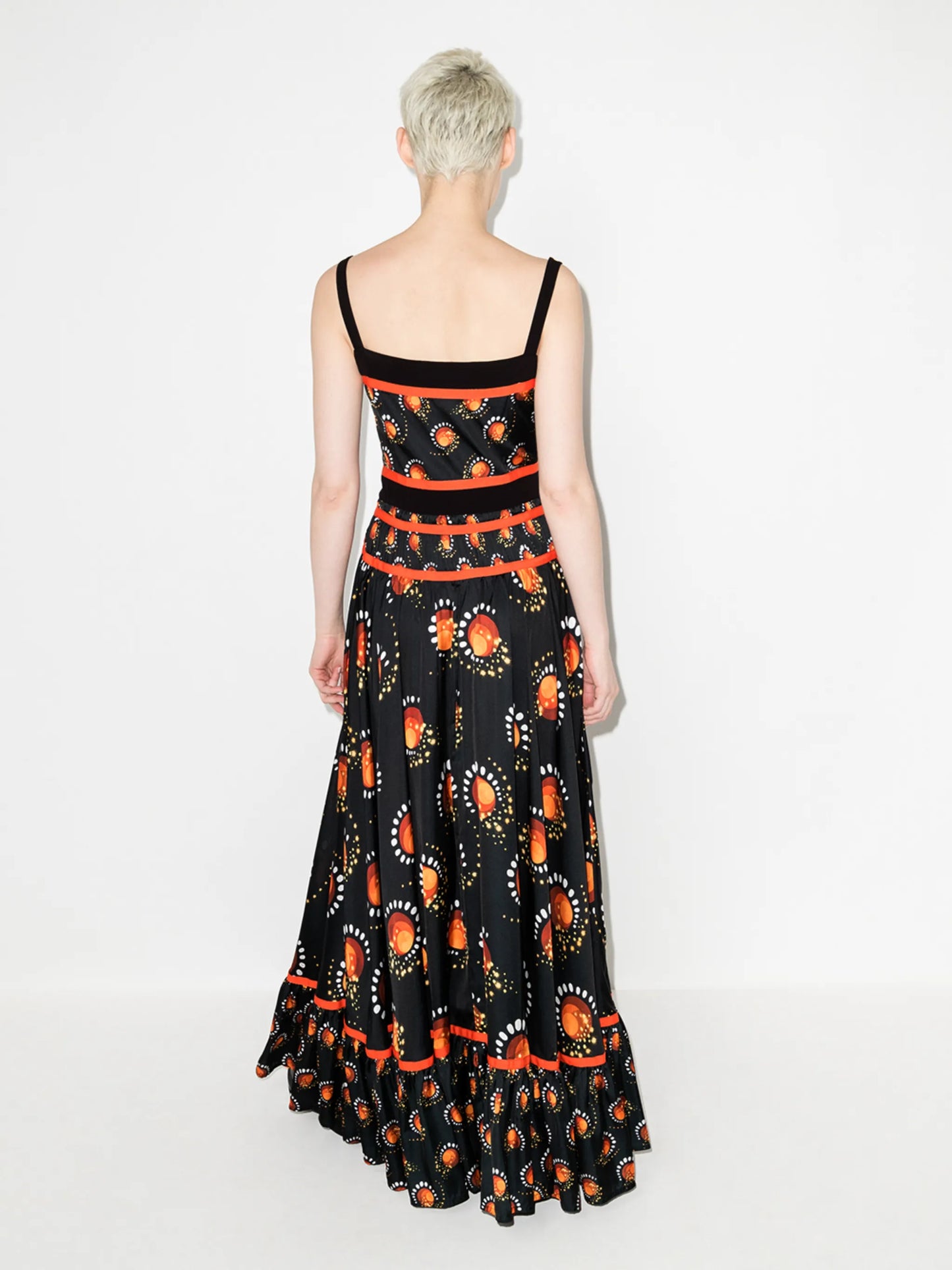 graphic-print flared maxi dress