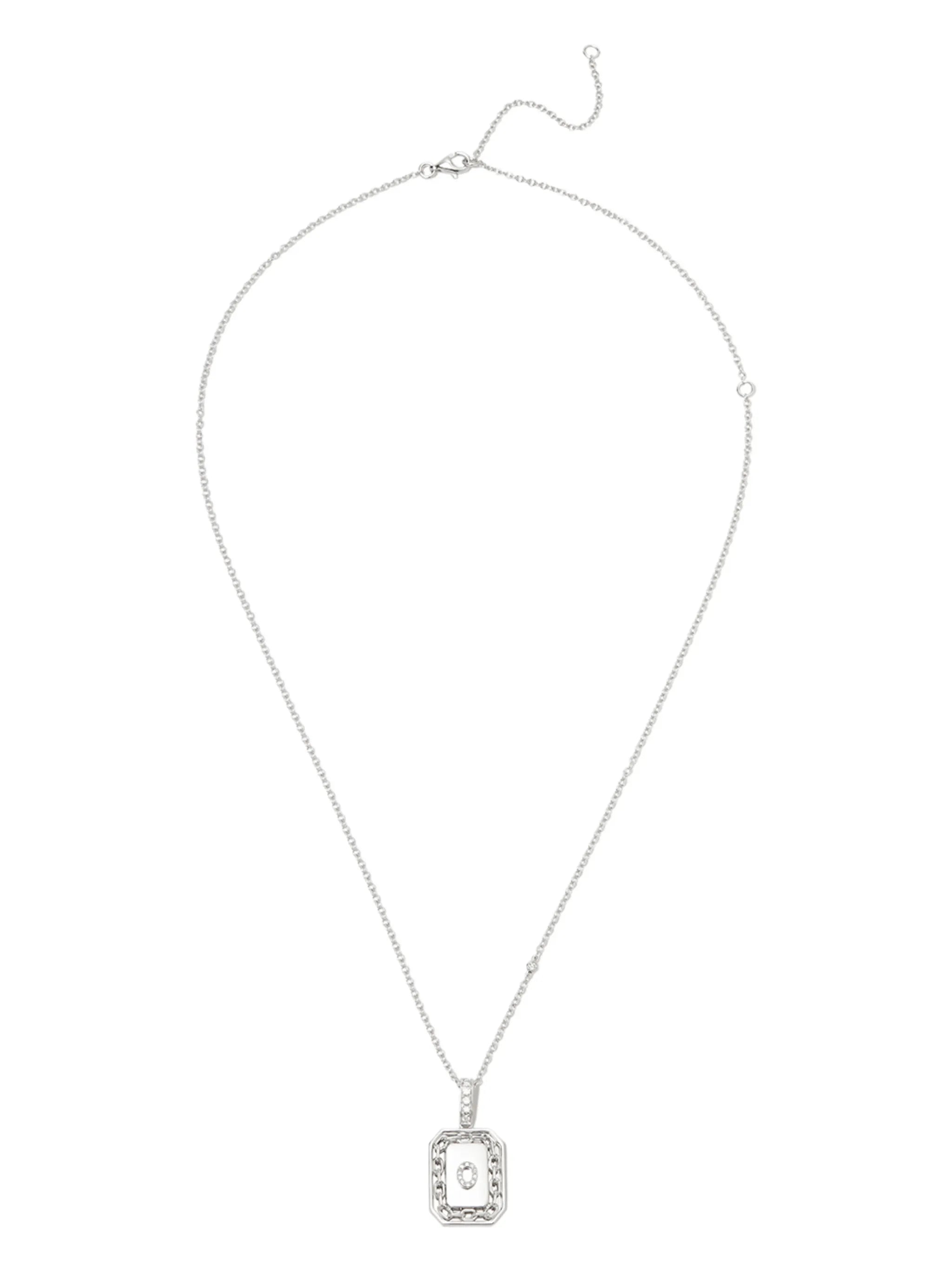18kt white gold O-initial bead-chain necklace