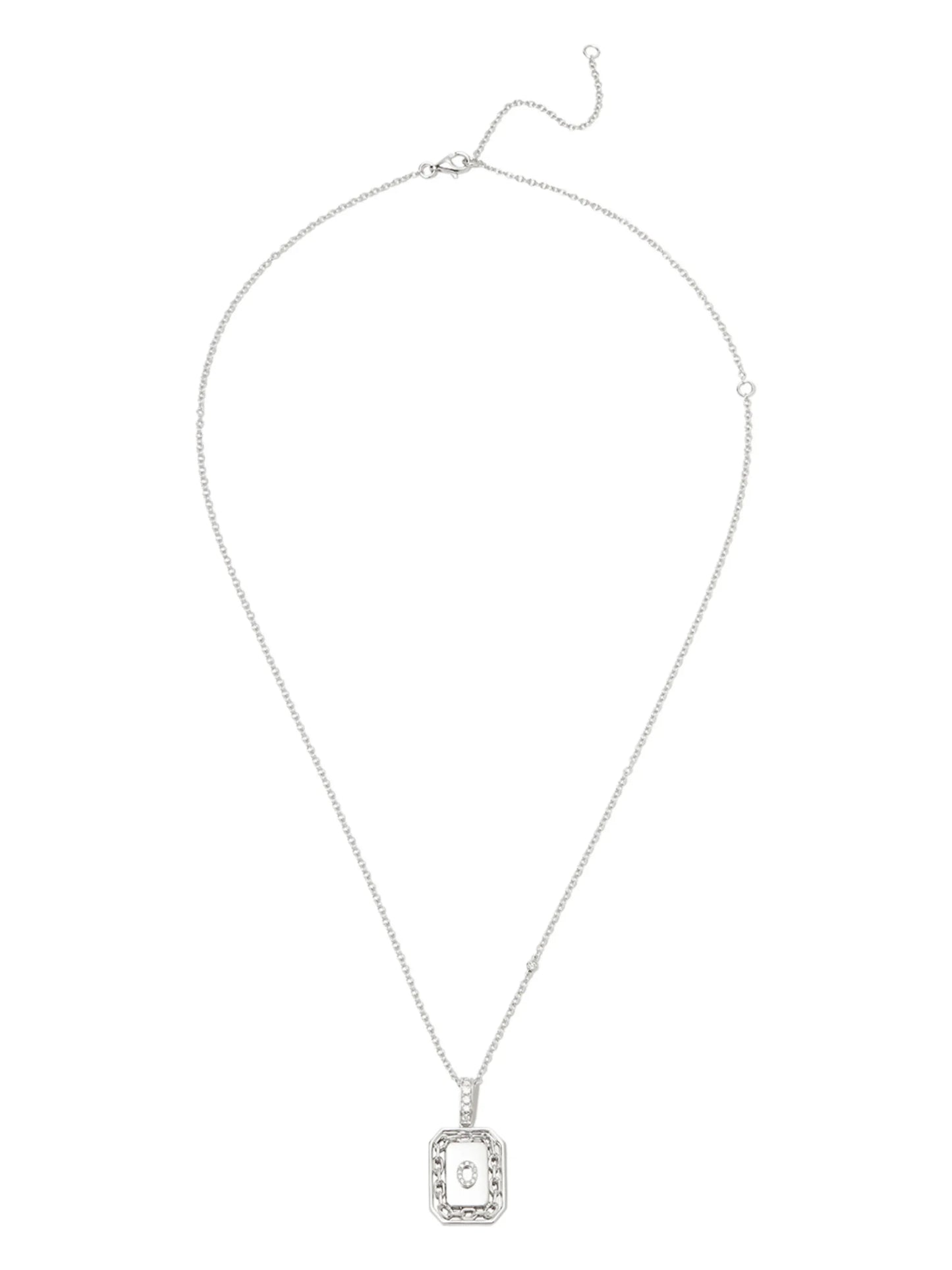 18kt white gold O-initial bead-chain necklace