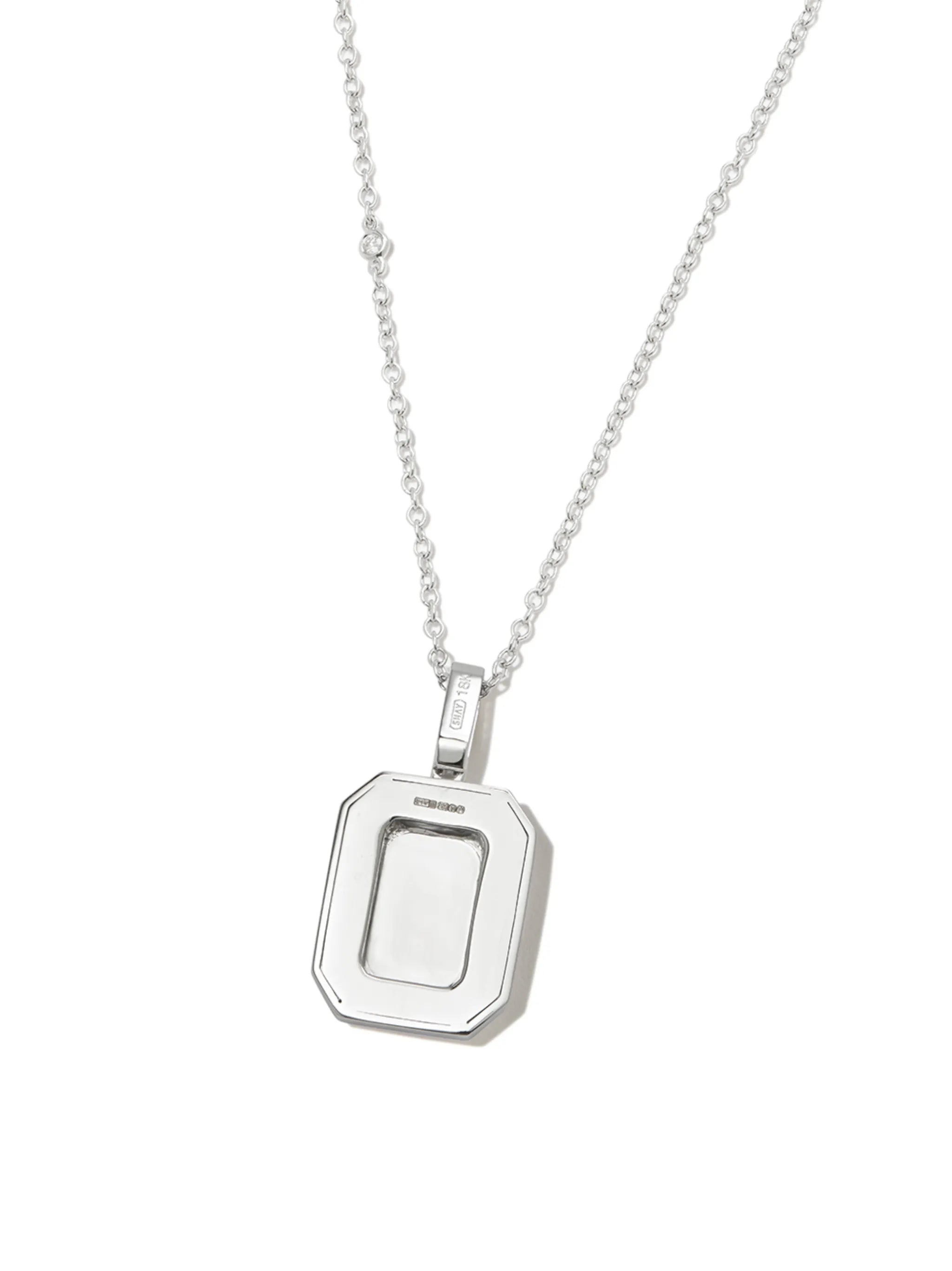 18kt white gold O-initial bead-chain necklace