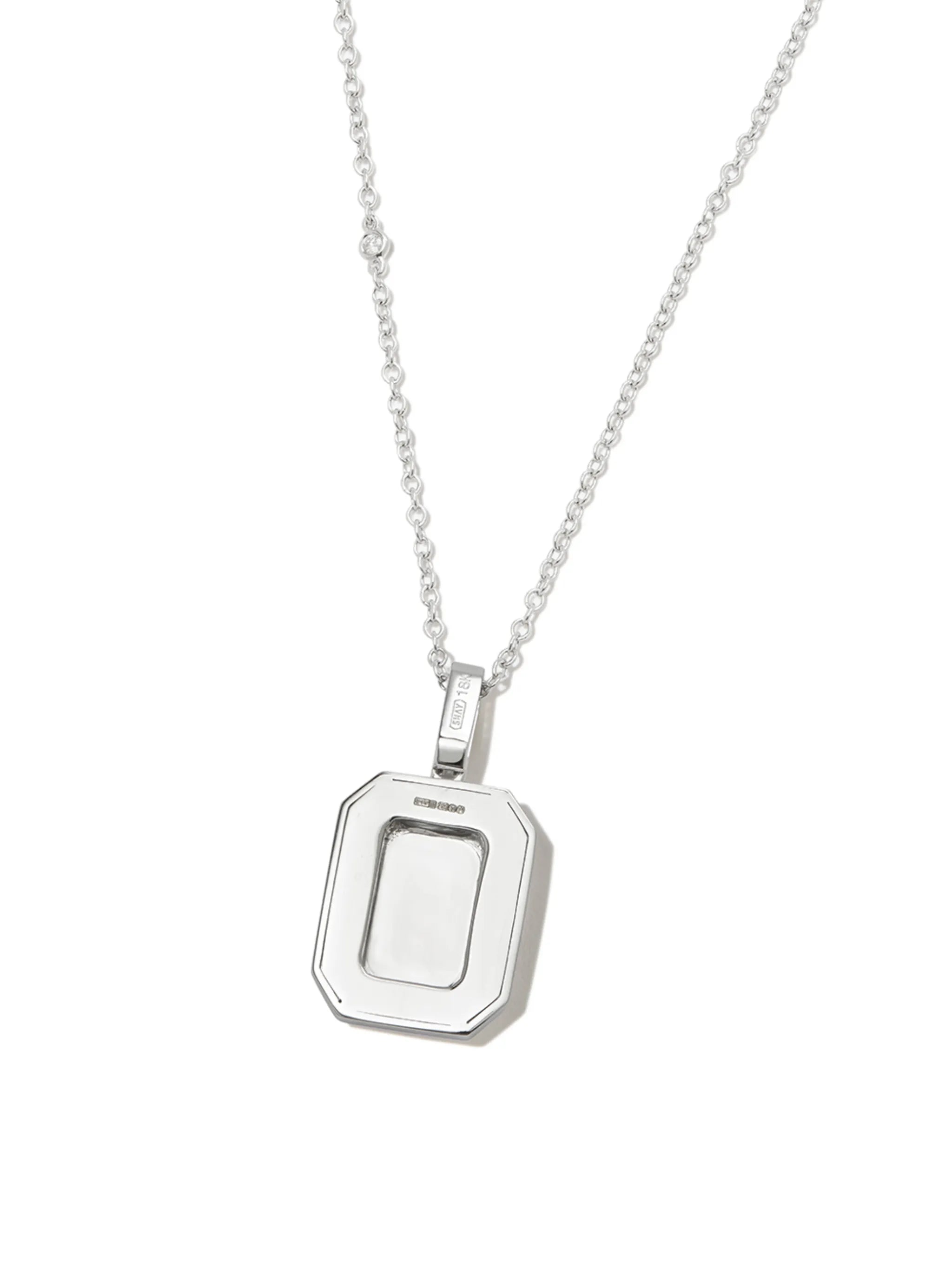 18kt white gold A-initial bead-chain necklace