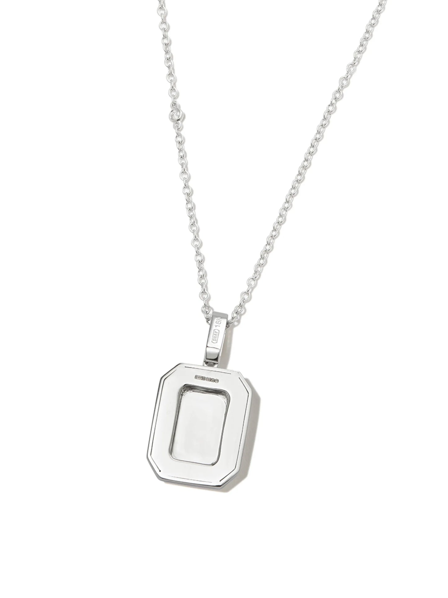 18kt white gold A-initial bead-chain necklace