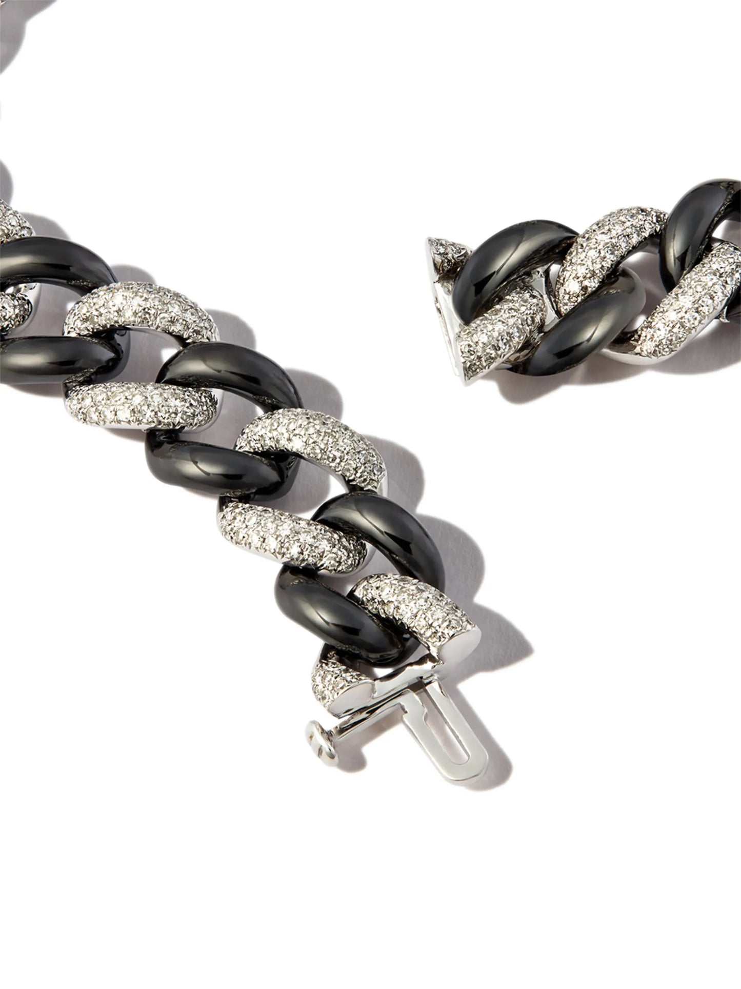 18K black gold curb-chain diamond bracelet