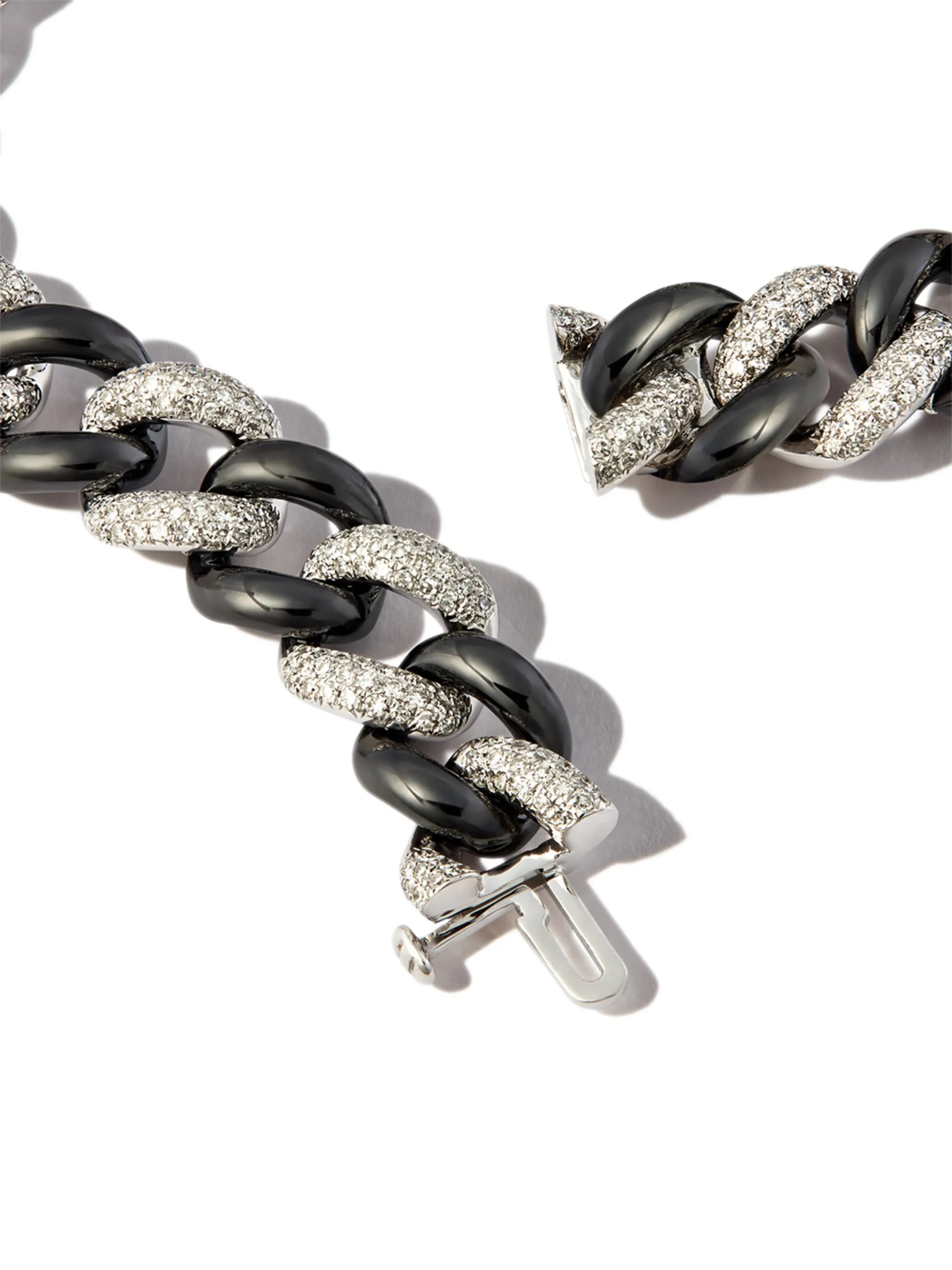 18kt black gold curb-chain diamond bracelet