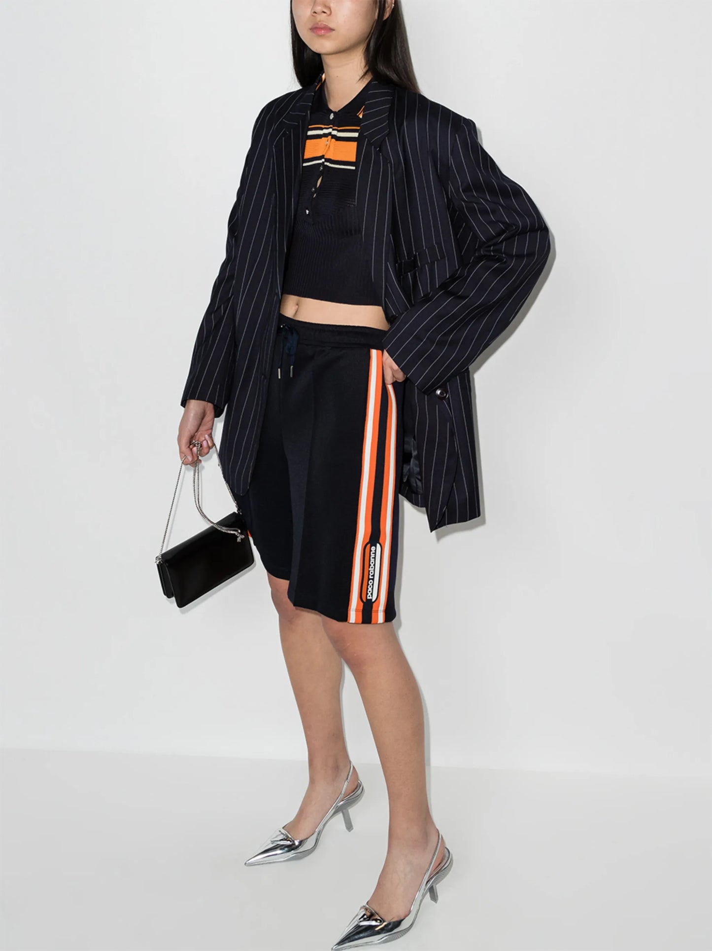 side stripe drawstring track shorts