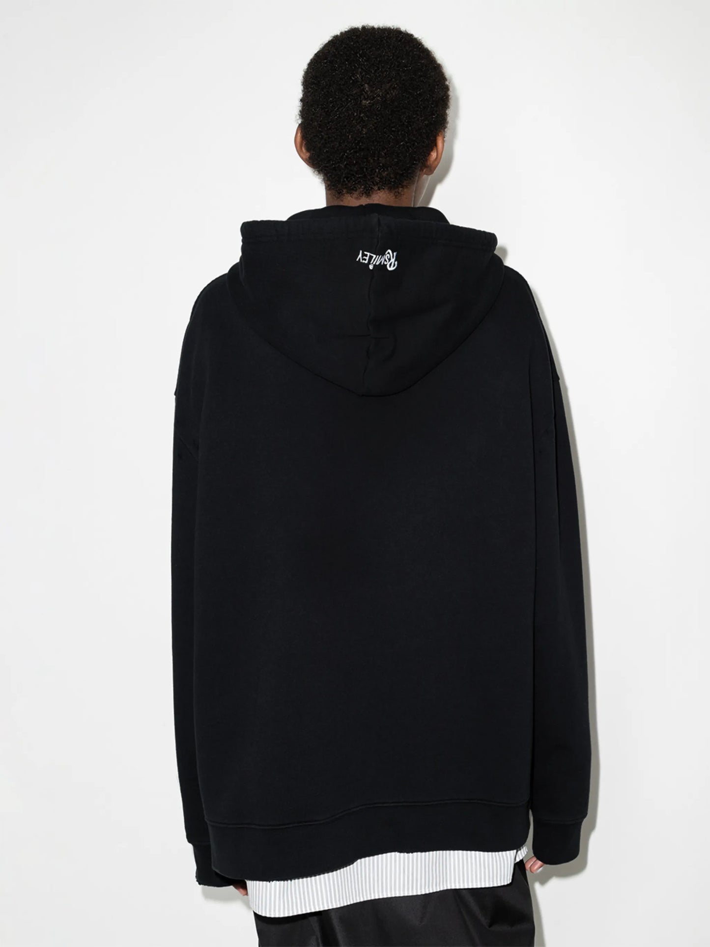 smiley face-print drawstring hoodie