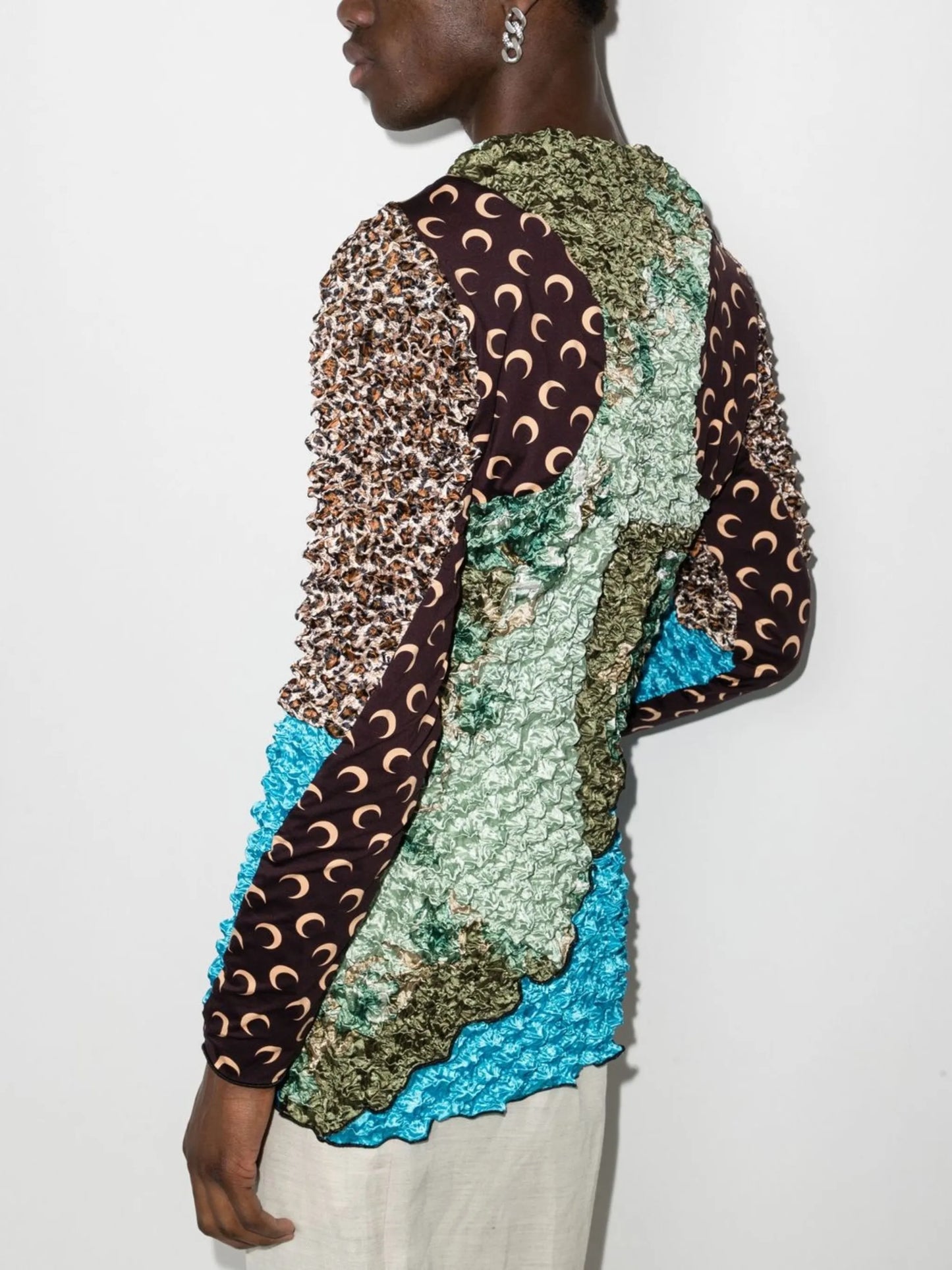 panelled moon-print jumper